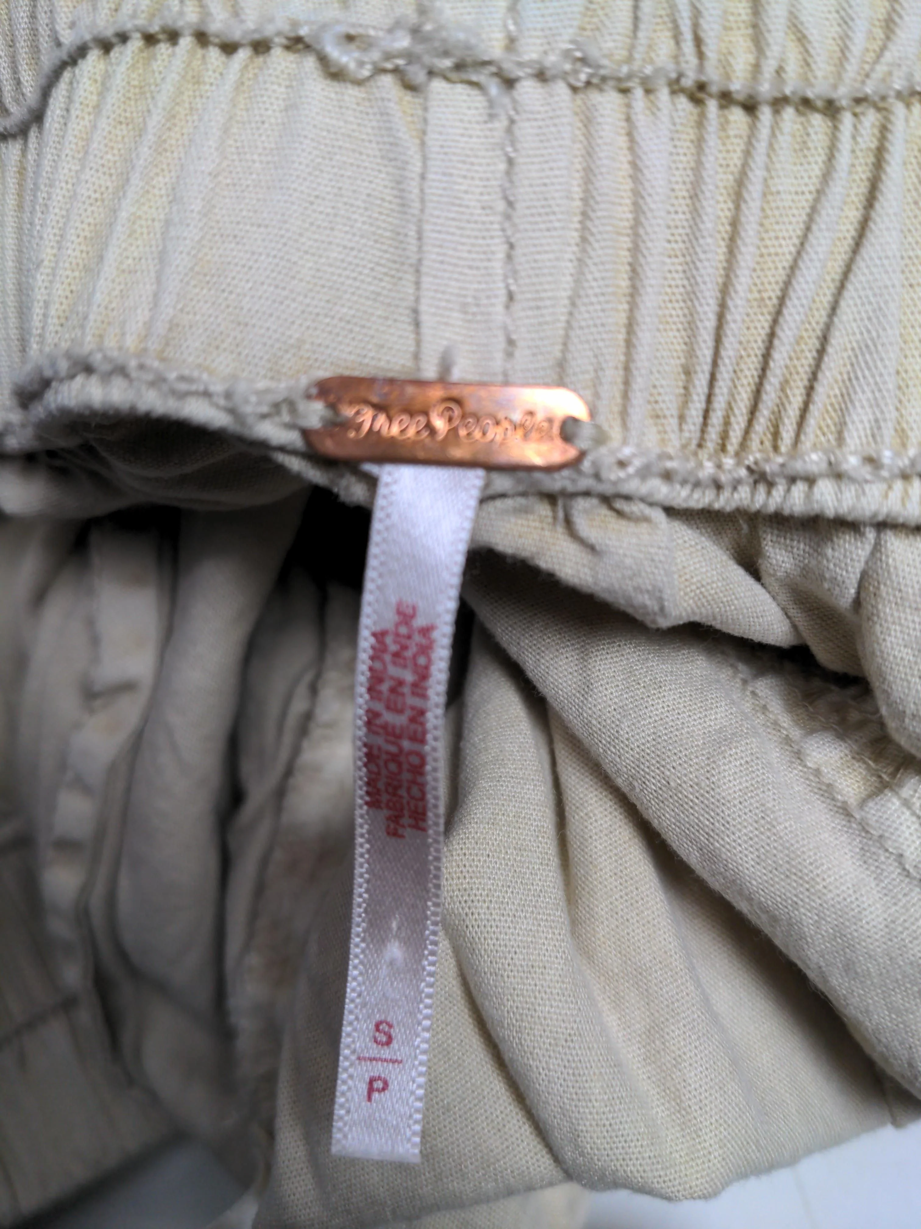 Free People Women's Trousers S Cream Cotton with Rayon Wide-Leg Cropped - Image 5