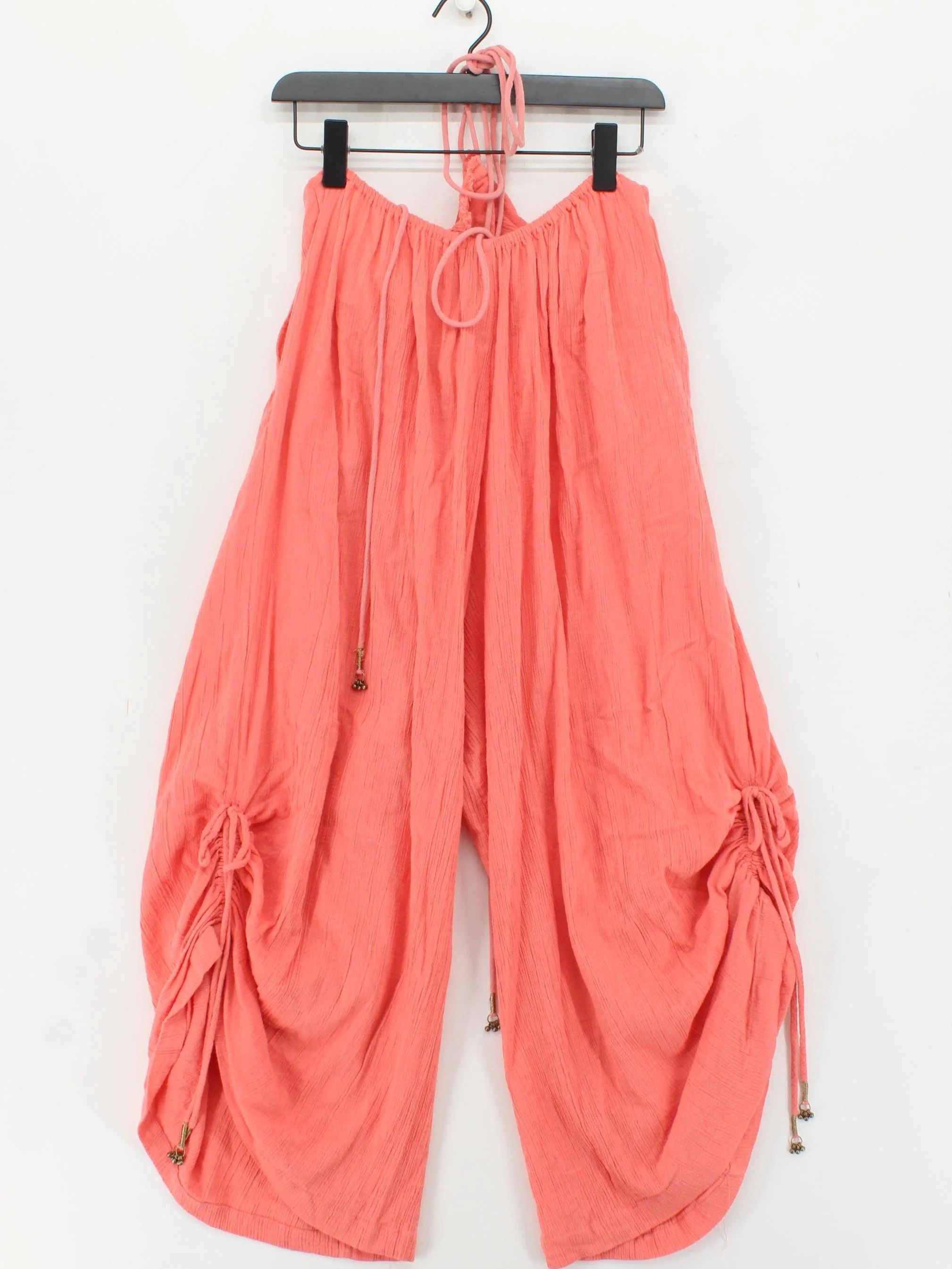 Free People Women's Trousers S Orange Cotton with Linen Wide-Leg Sweatpants - Image 2