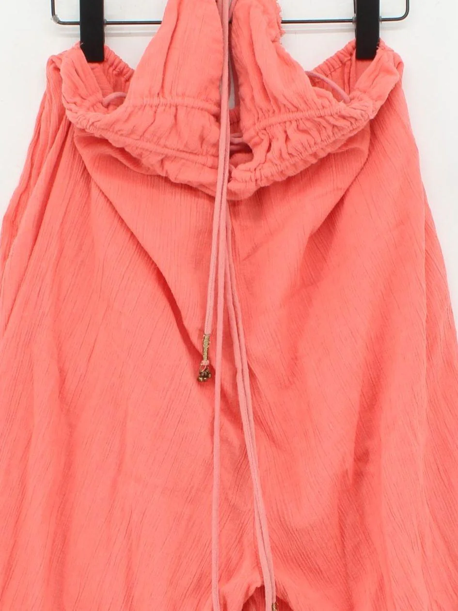 Free People Women's Trousers S Orange Cotton with Linen Wide-Leg Sweatpants - Image 3