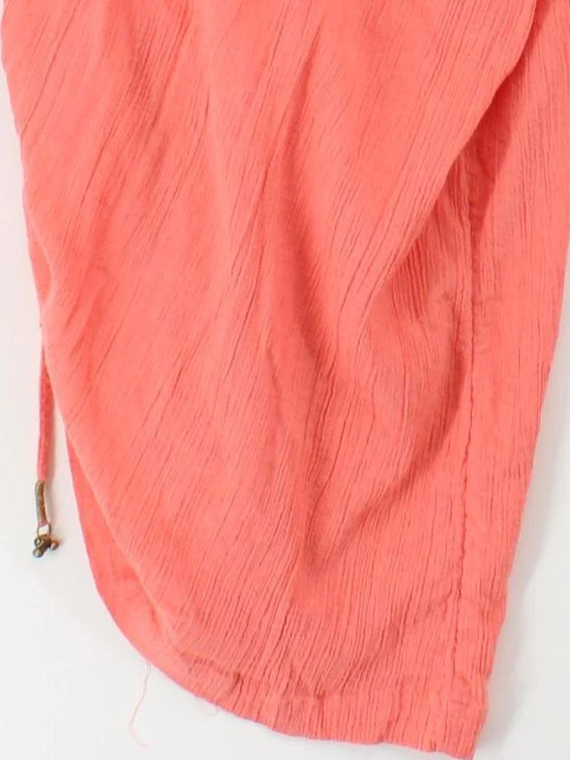 Free People Women's Trousers S Orange Cotton with Linen Wide-Leg Sweatpants - Image 4