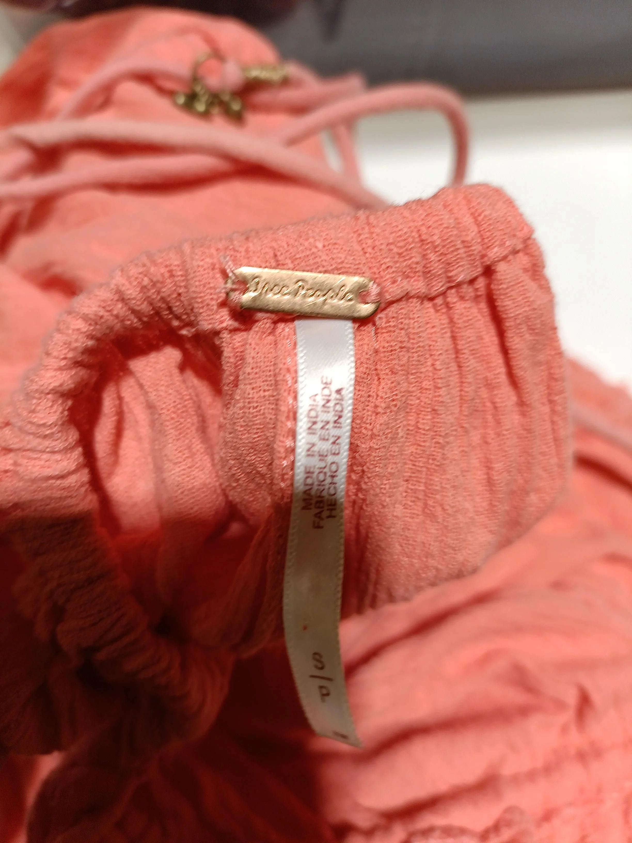 Free People Women's Trousers S Orange Cotton with Linen Wide-Leg Sweatpants - Image 6