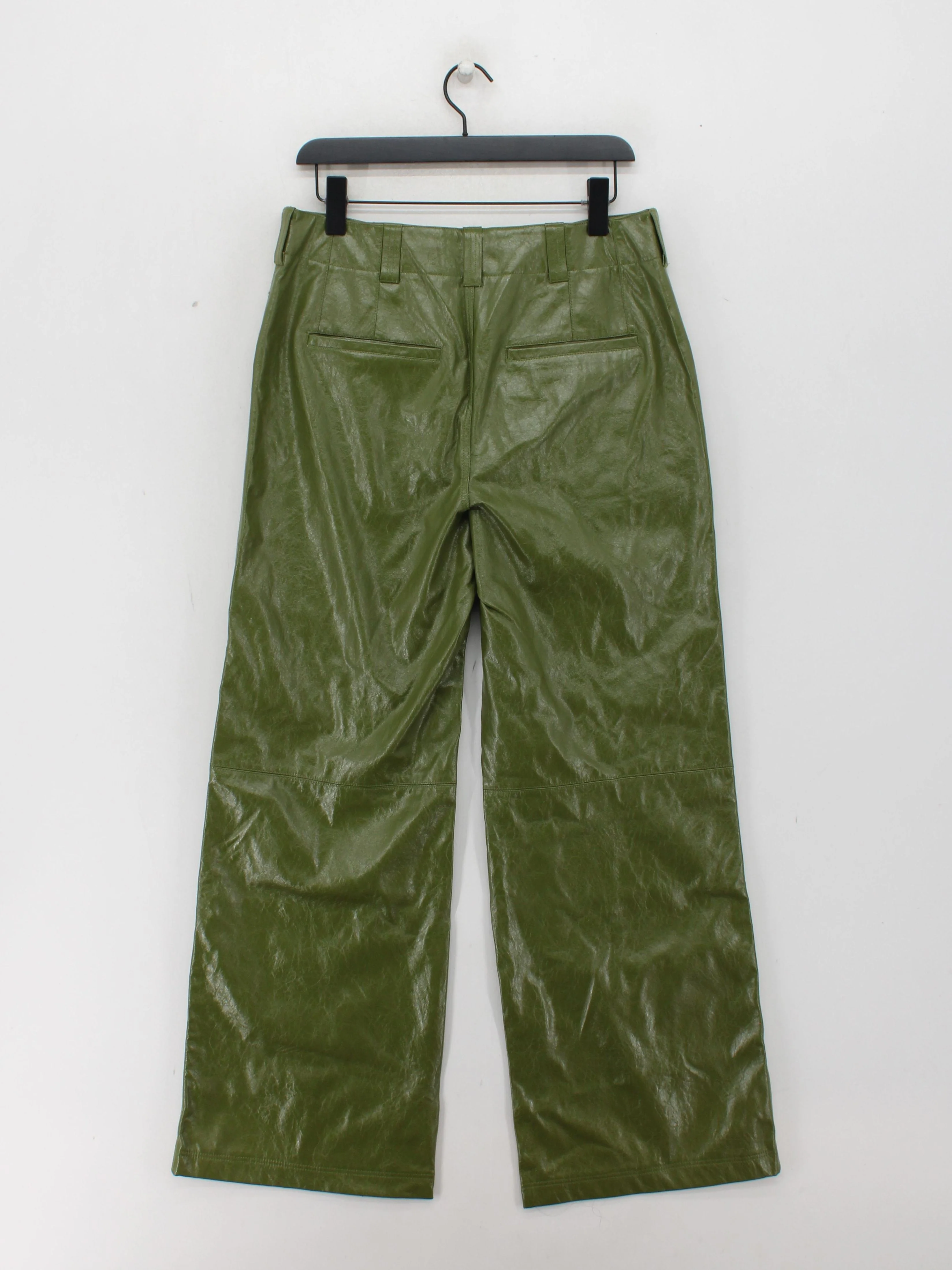 Free People Women's Trousers UK 14 Green Polyester with Polyamide Wide-Leg Chino - Image 2