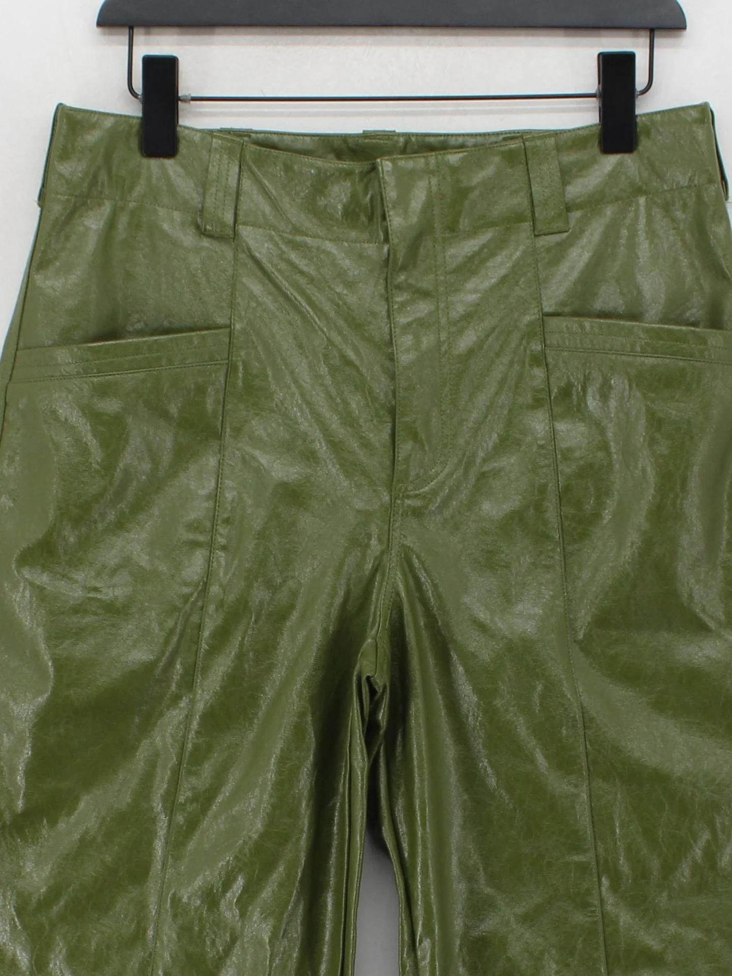 Free People Women's Trousers UK 14 Green Polyester with Polyamide Wide-Leg Chino - Image 3