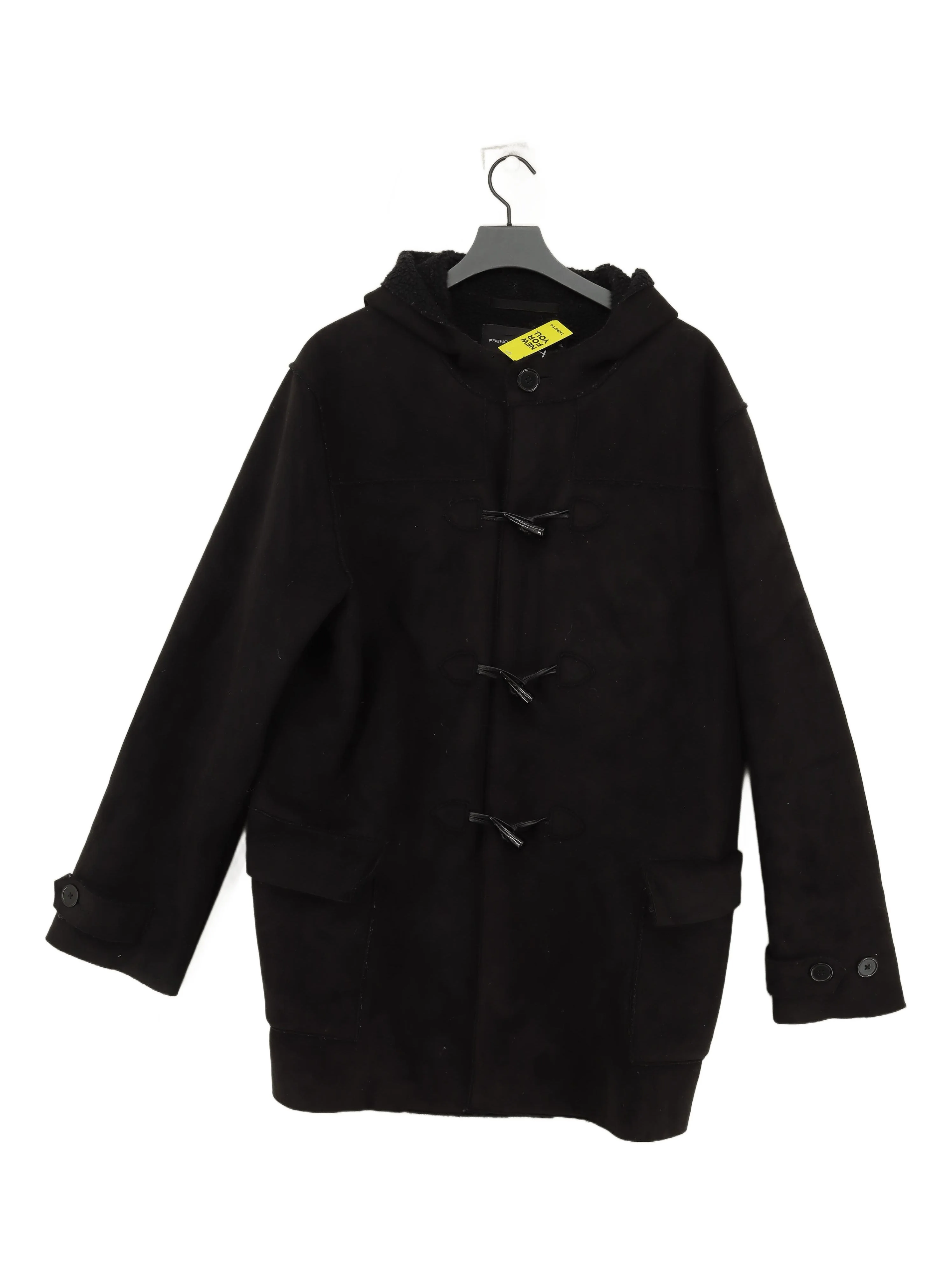 French Connection Men's Coat XL Black Polyester with Acrylic Overcoat