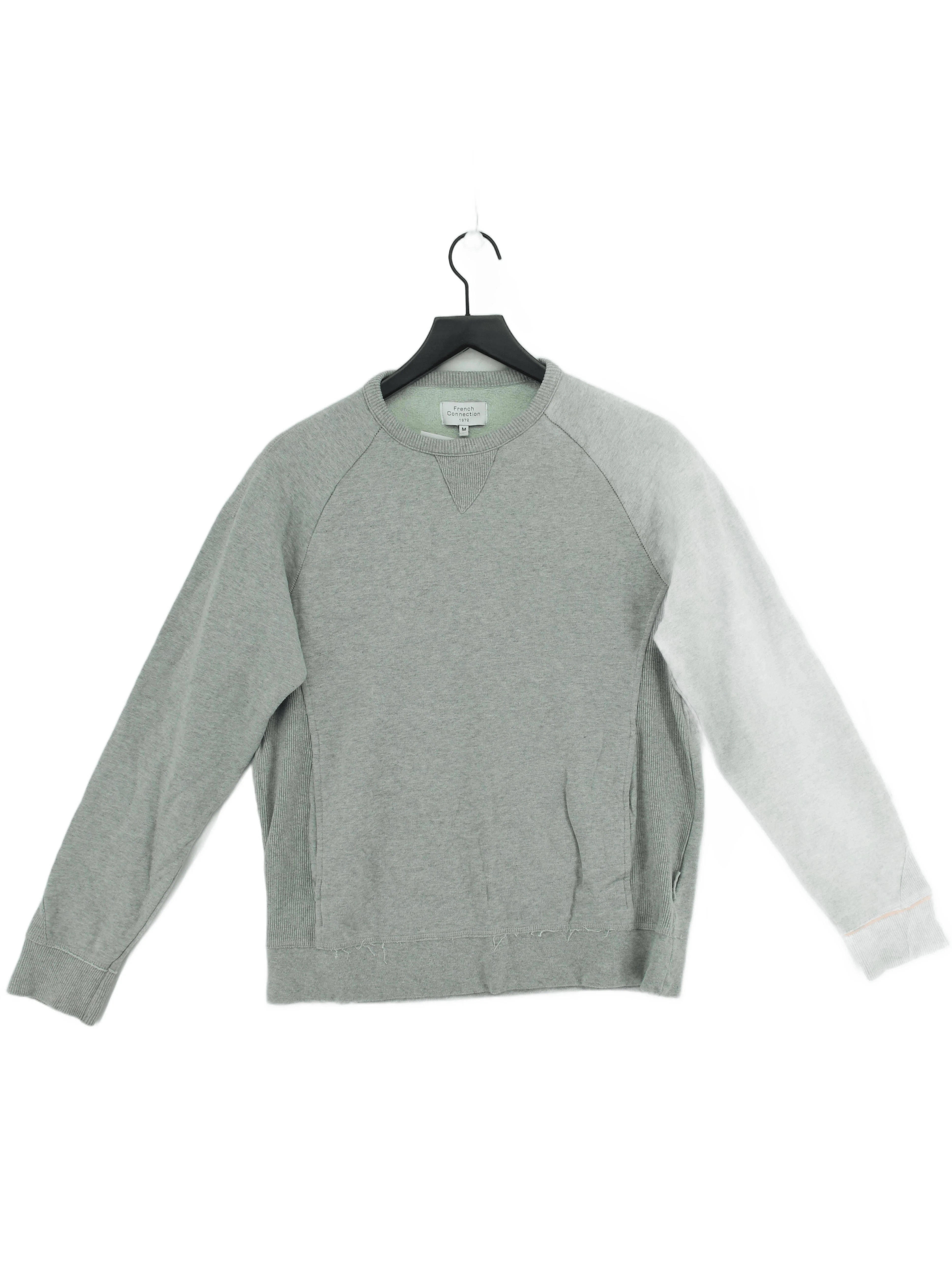 French Connection Men's Hoodie M Grey 100% Cotton Pullover