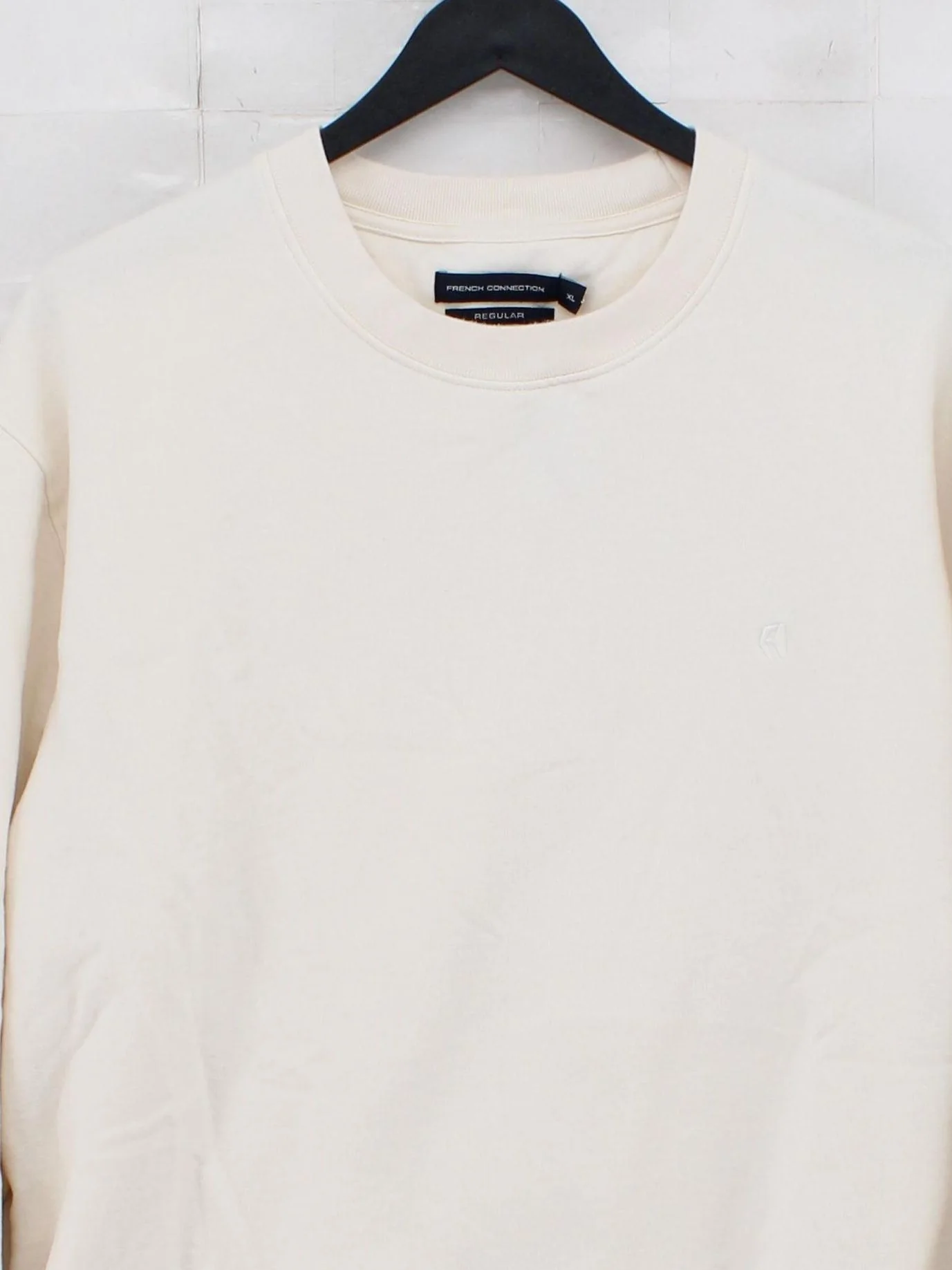 French Connection Men's Hoodie XL Cream Cotton with Polyester Pullover - Image 3