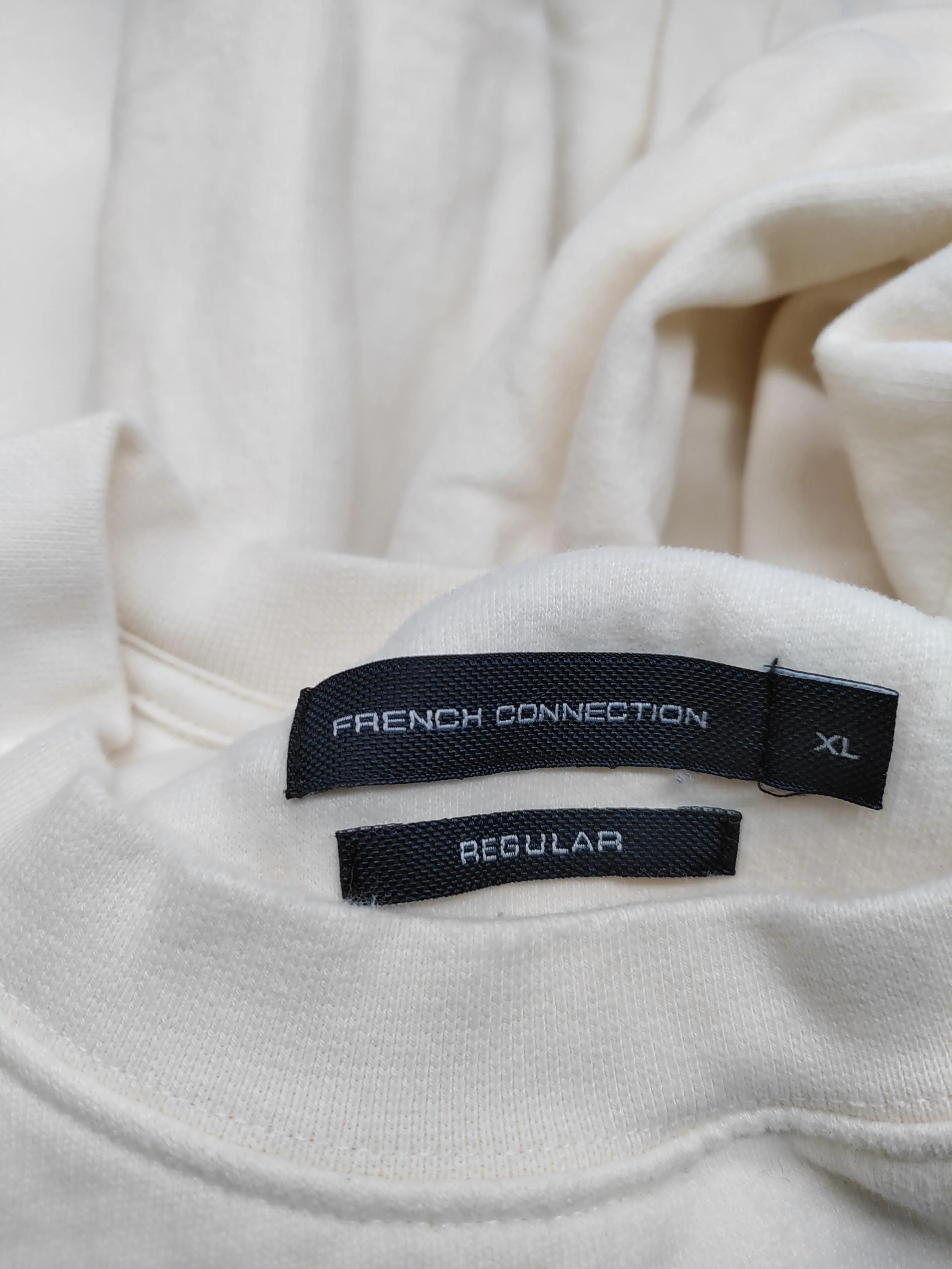 French Connection Men's Hoodie XL Cream Cotton with Polyester Pullover - Image 5