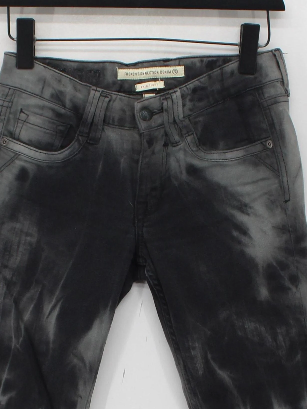 French Connection Men's Jeans S Grey Graphic Cotton with Elastane Skinny - Image 3