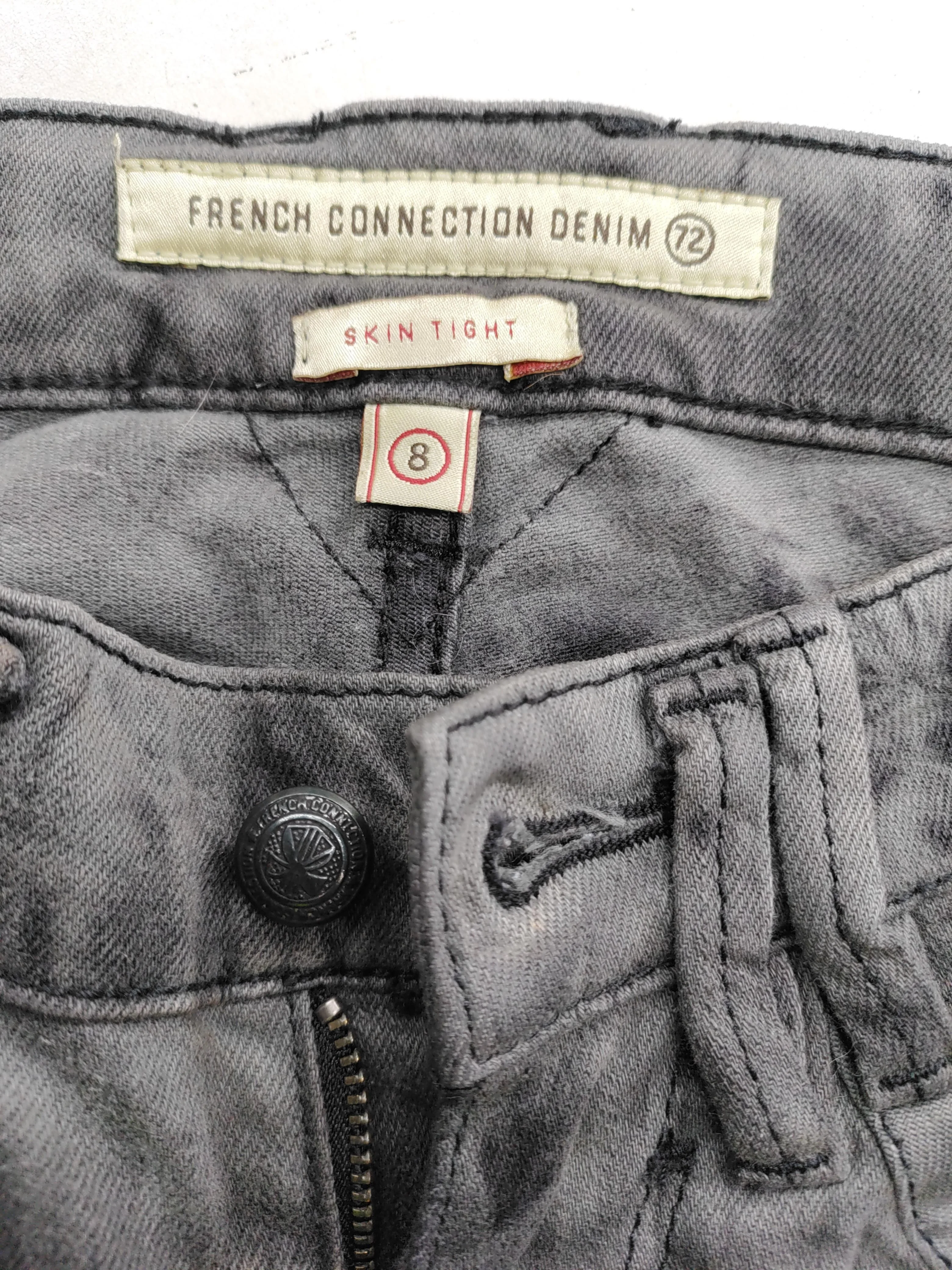 French Connection Men's Jeans S Grey Graphic Cotton with Elastane Skinny - Image 5