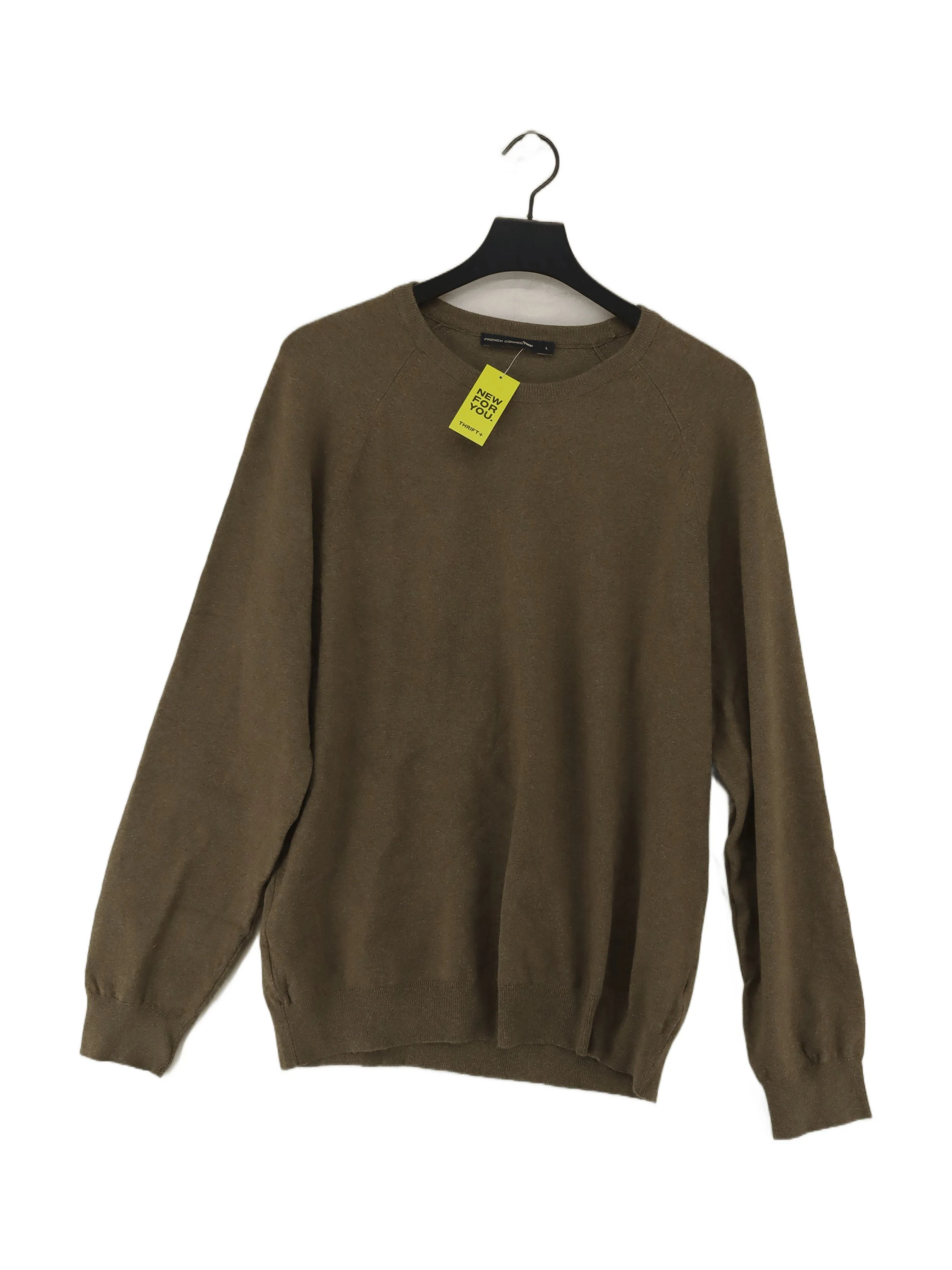 French Connection Men's Jumper L Brown Cotton with Polyester, Elastane Pullover