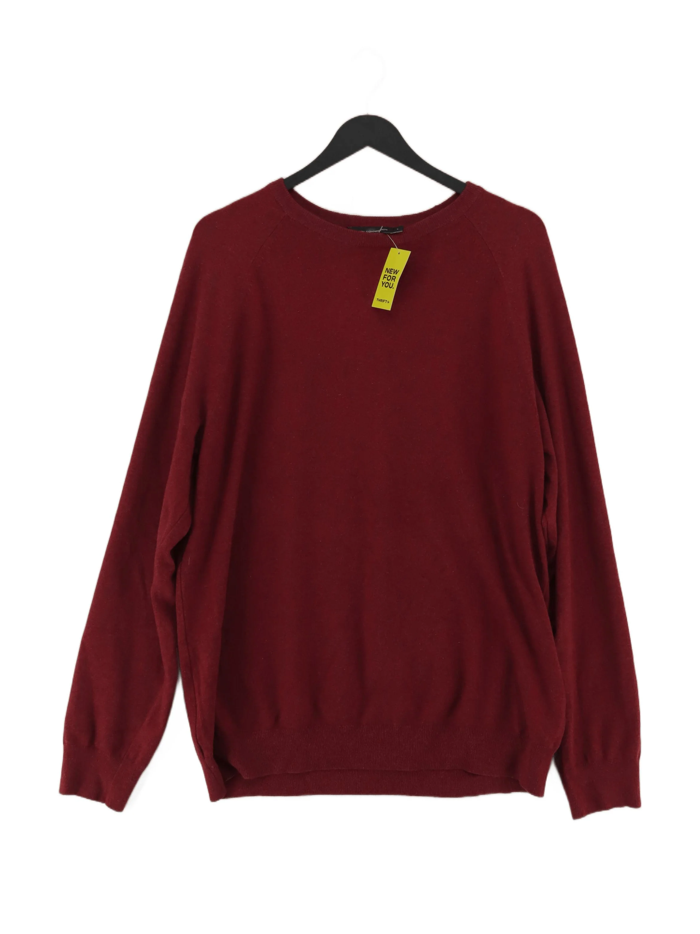 French Connection Men's Jumper L Red Cotton with Polyester, Elastane Pullover