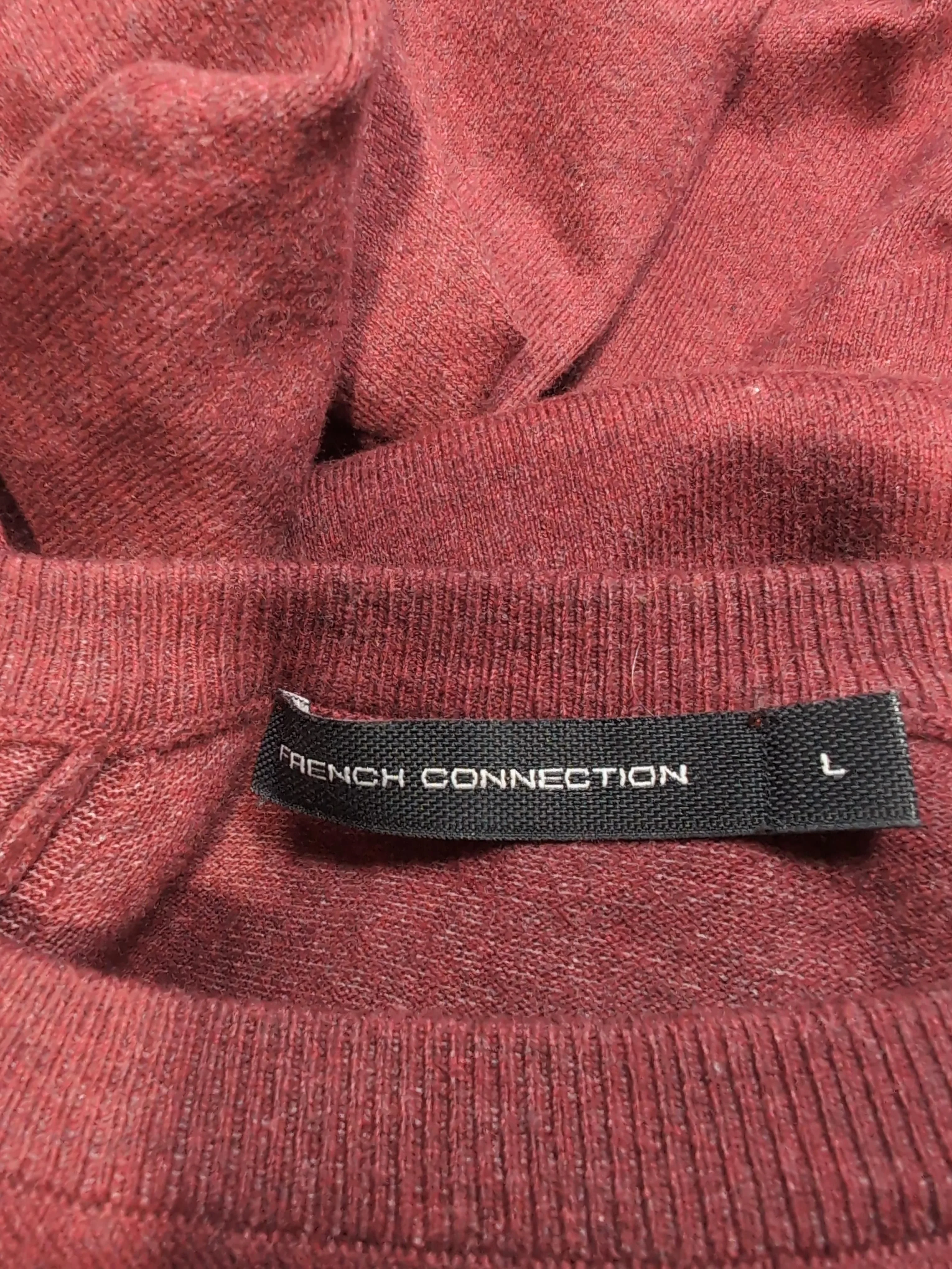 French Connection Men's Jumper L Red Cotton with Polyester, Elastane Pullover - Image 5
