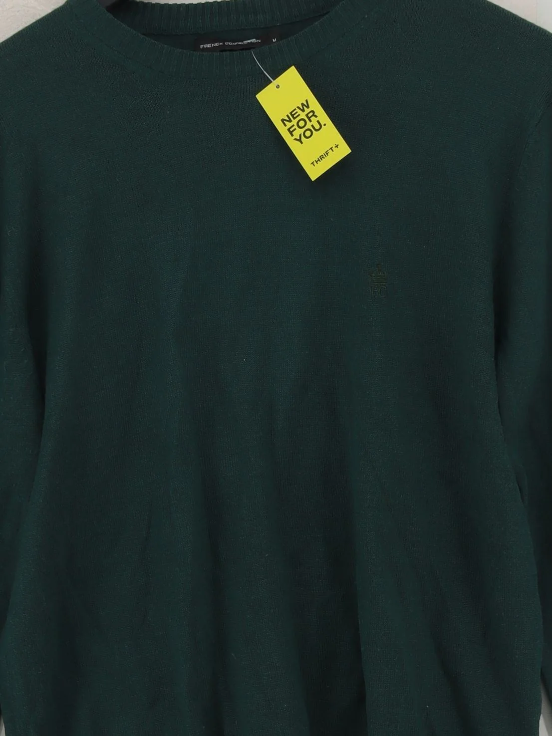 French Connection Men's Jumper M Green 100% Other Crew Neck Pullover - Image 3