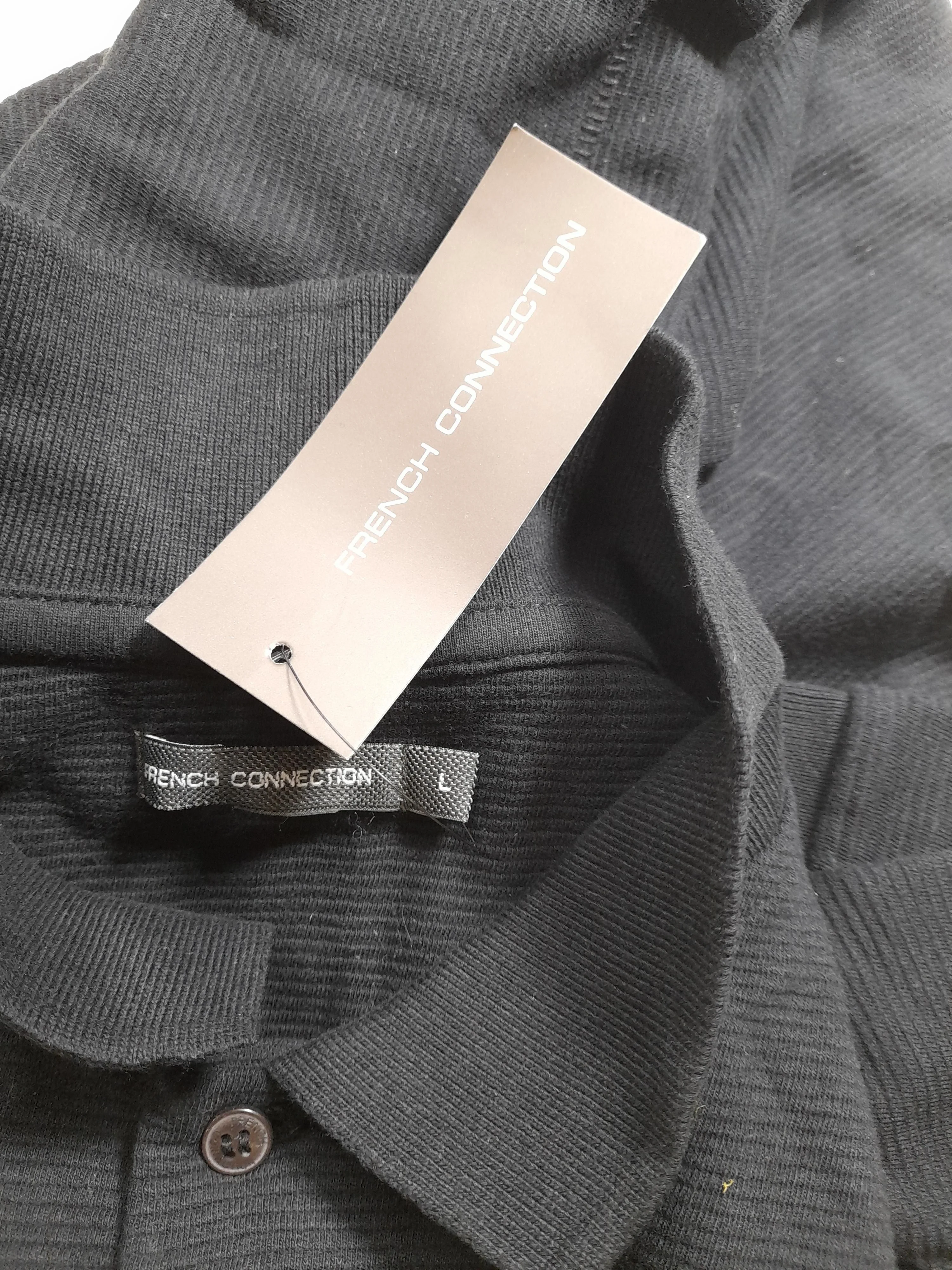 French Connection Men's Polo L Black 100% Cotton Basic New with tags - Image 5