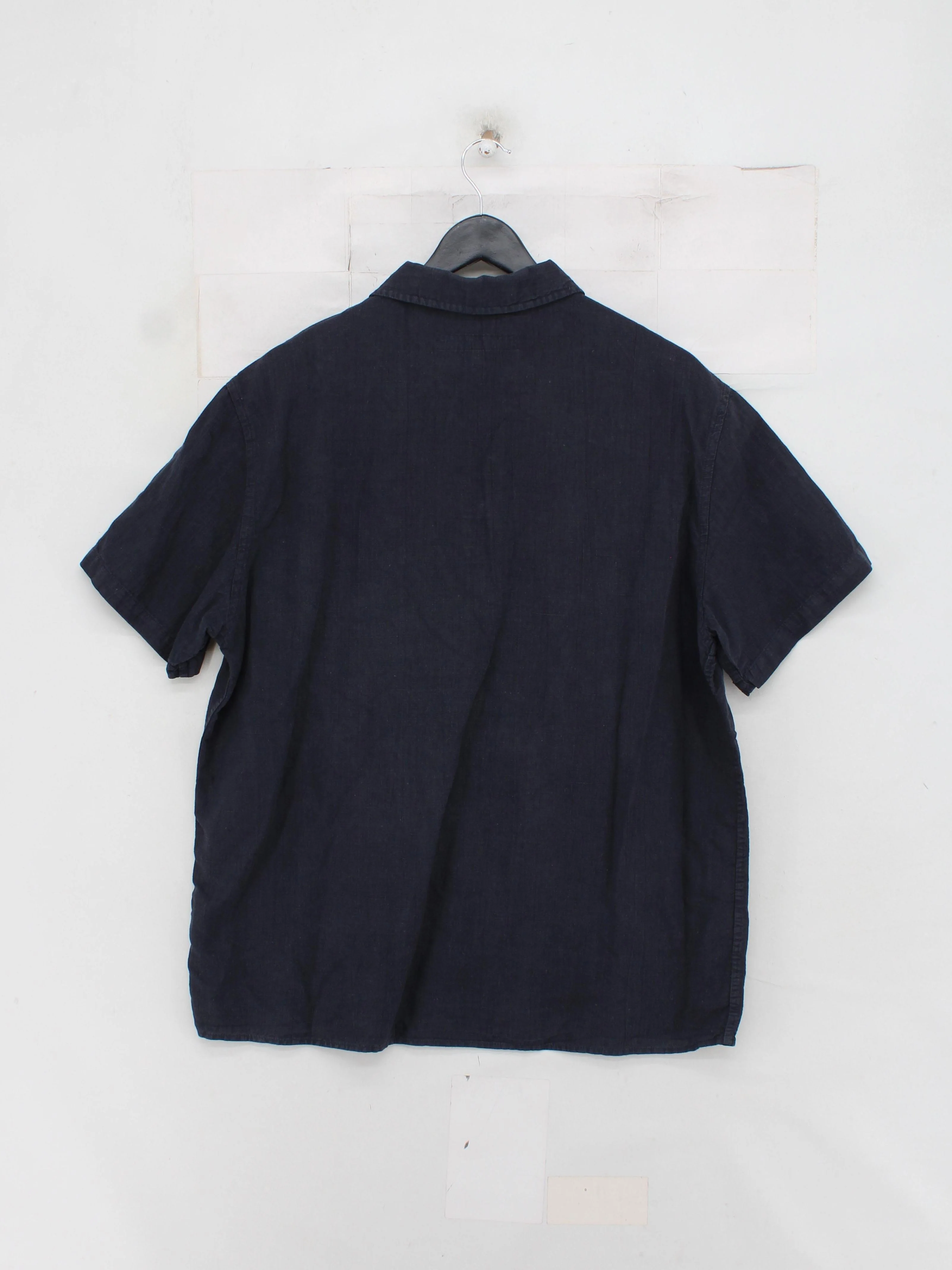 French Connection Men's Polo L Blue Linen with Cotton Basic - Image 2