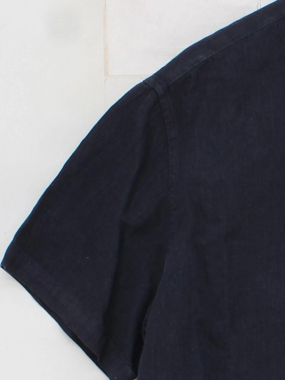 French Connection Men's Polo L Blue Linen with Cotton Basic - Image 4