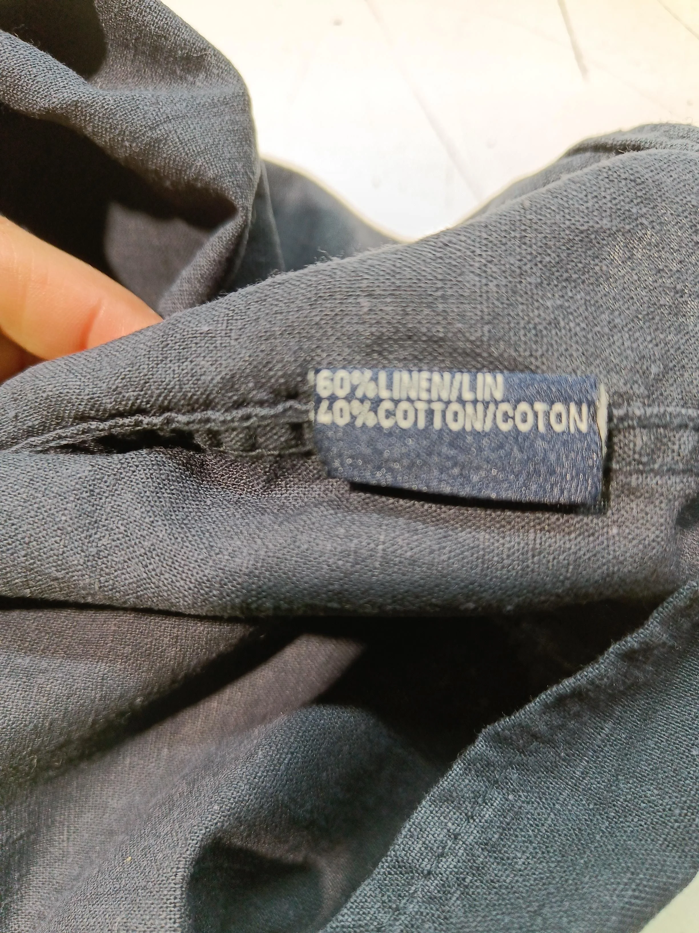 French Connection Men's Polo L Blue Linen with Cotton Basic - Image 6