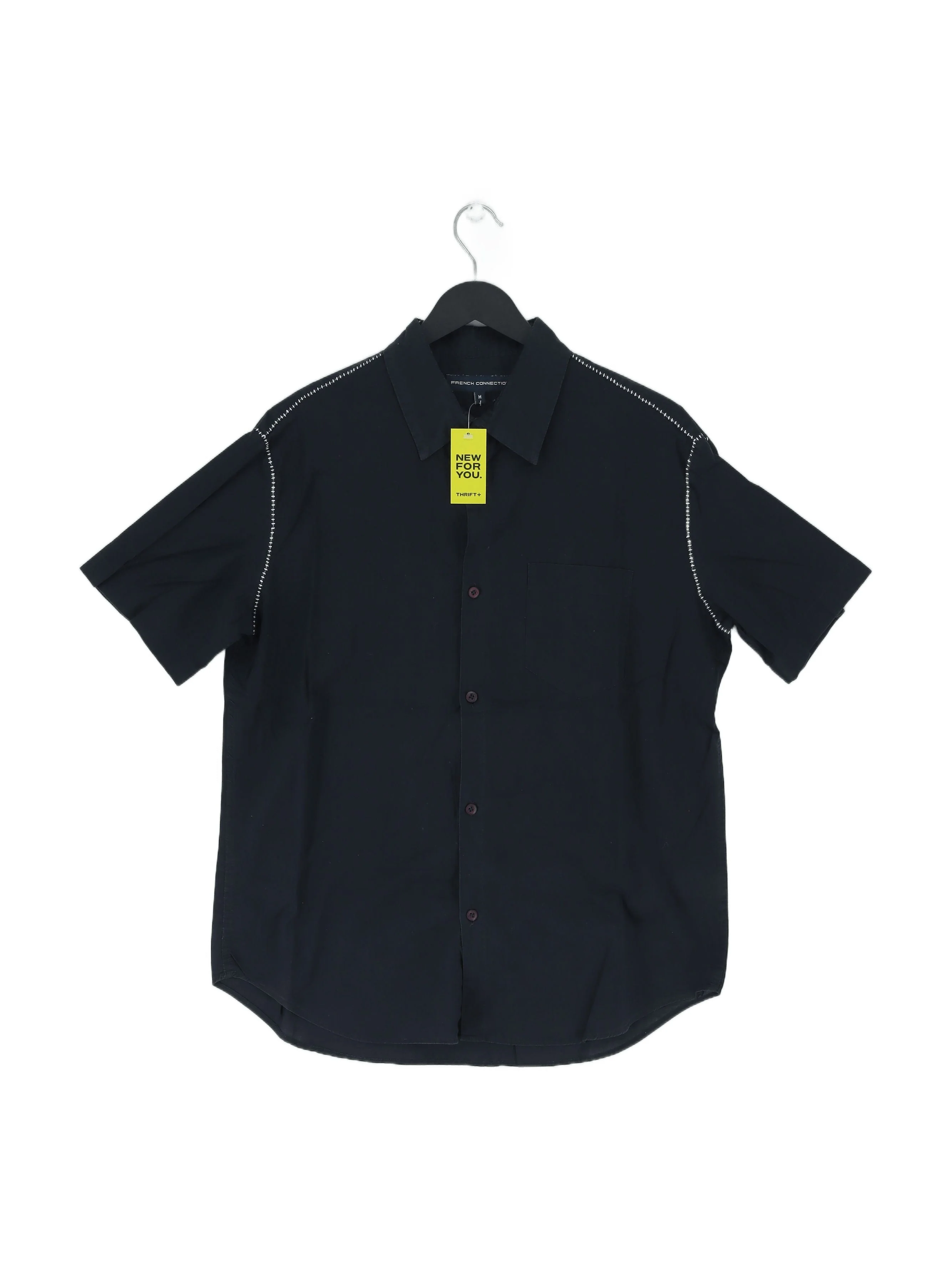 French Connection Men's Shirt M Blue 100% Cotton Basic