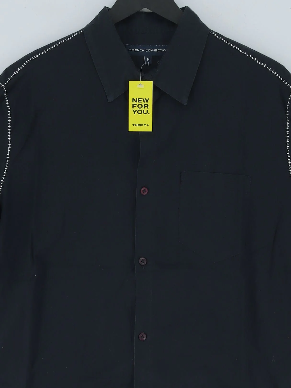 French Connection Men's Shirt M Blue 100% Cotton Basic - Image 3