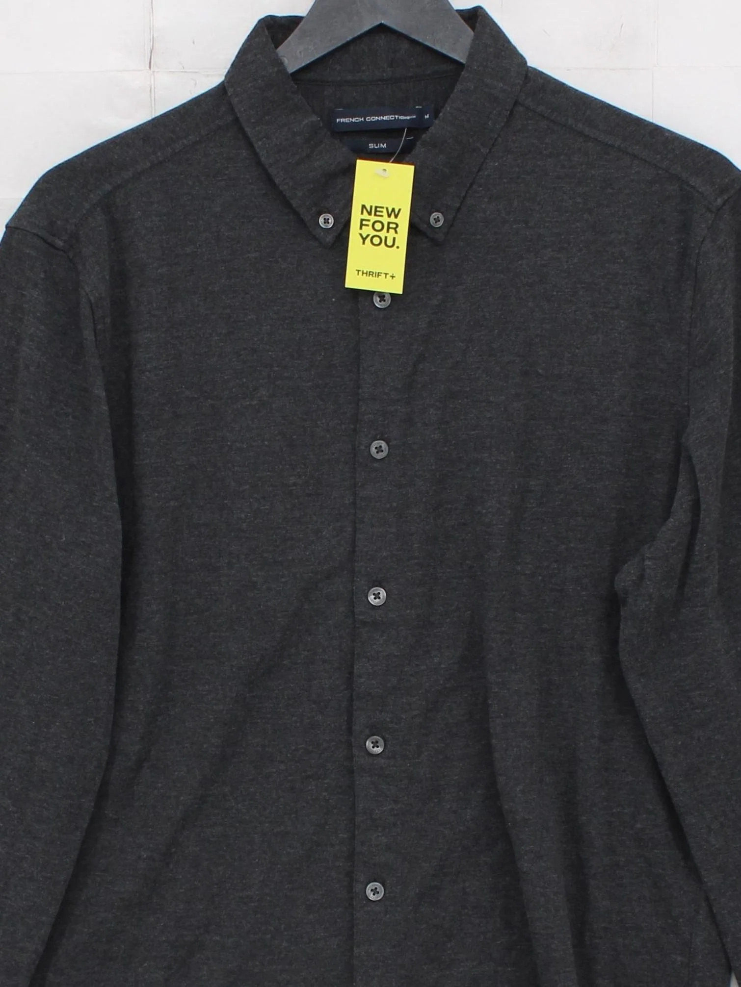 French Connection Men's Shirt M Grey 100% Cotton Basic - Image 3