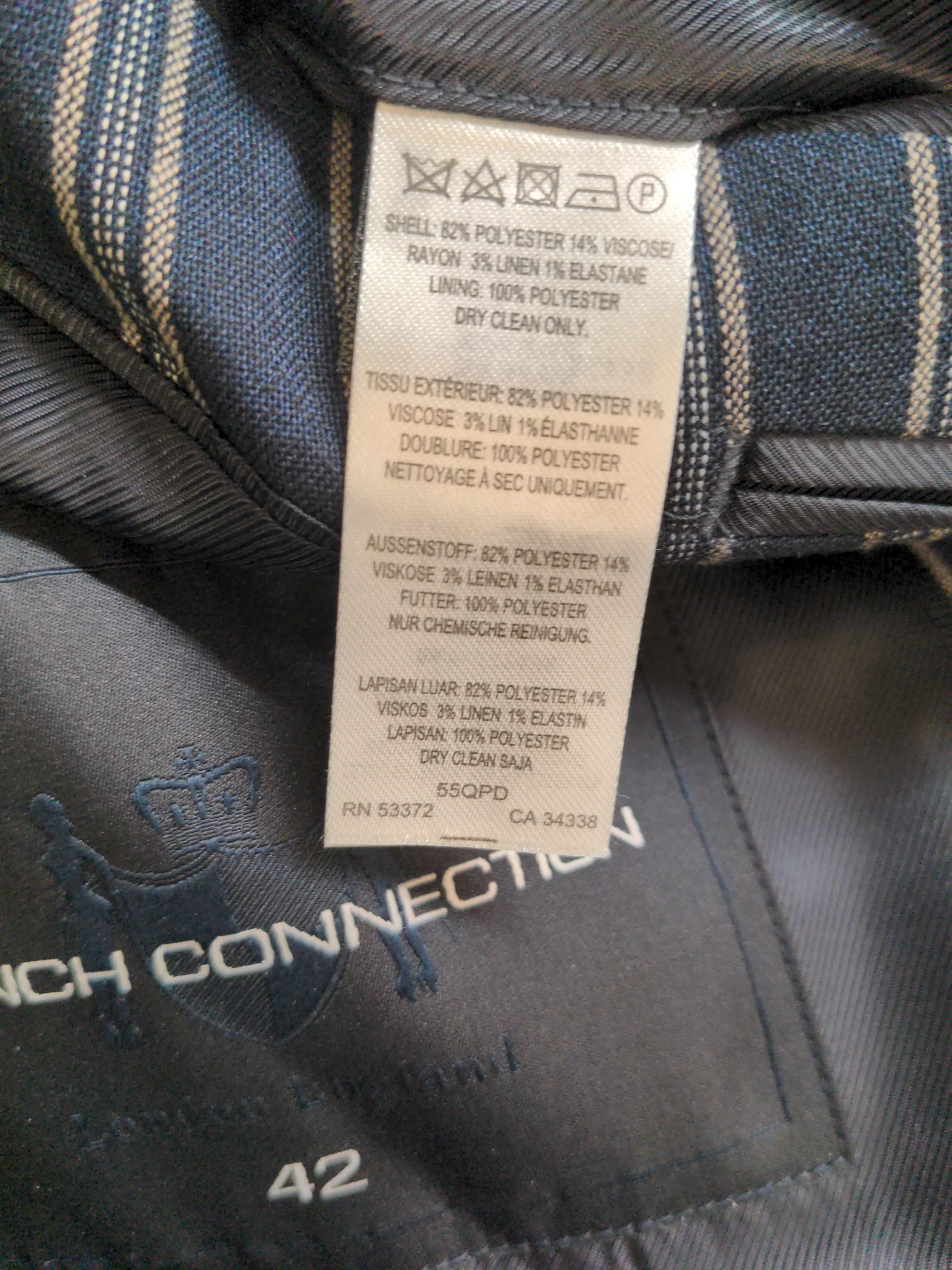 French Connection Men's Two Piece Suit Chest: 42 in Blue Polyester New with tags - Image 7