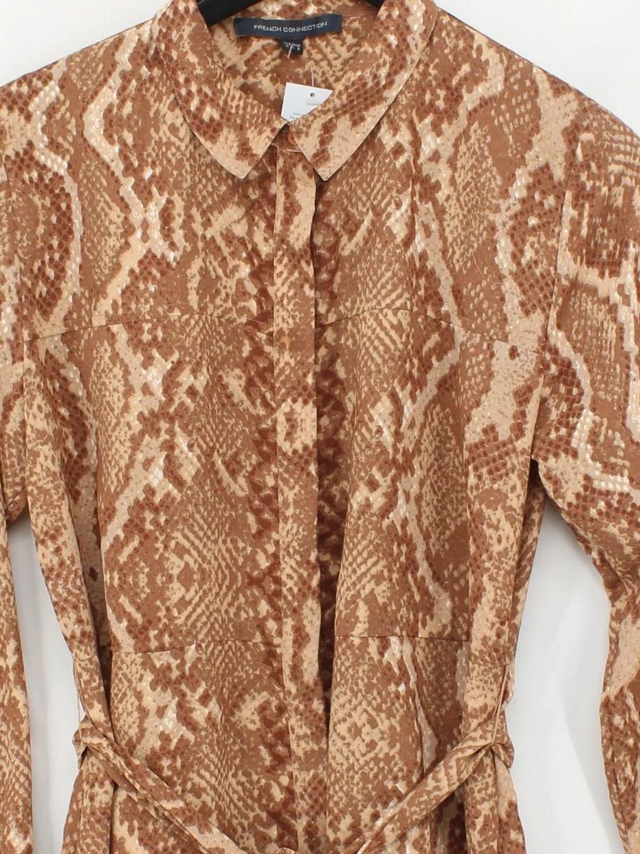 French Connection Shirt Midi Dress UK12 in Brown - Image 3