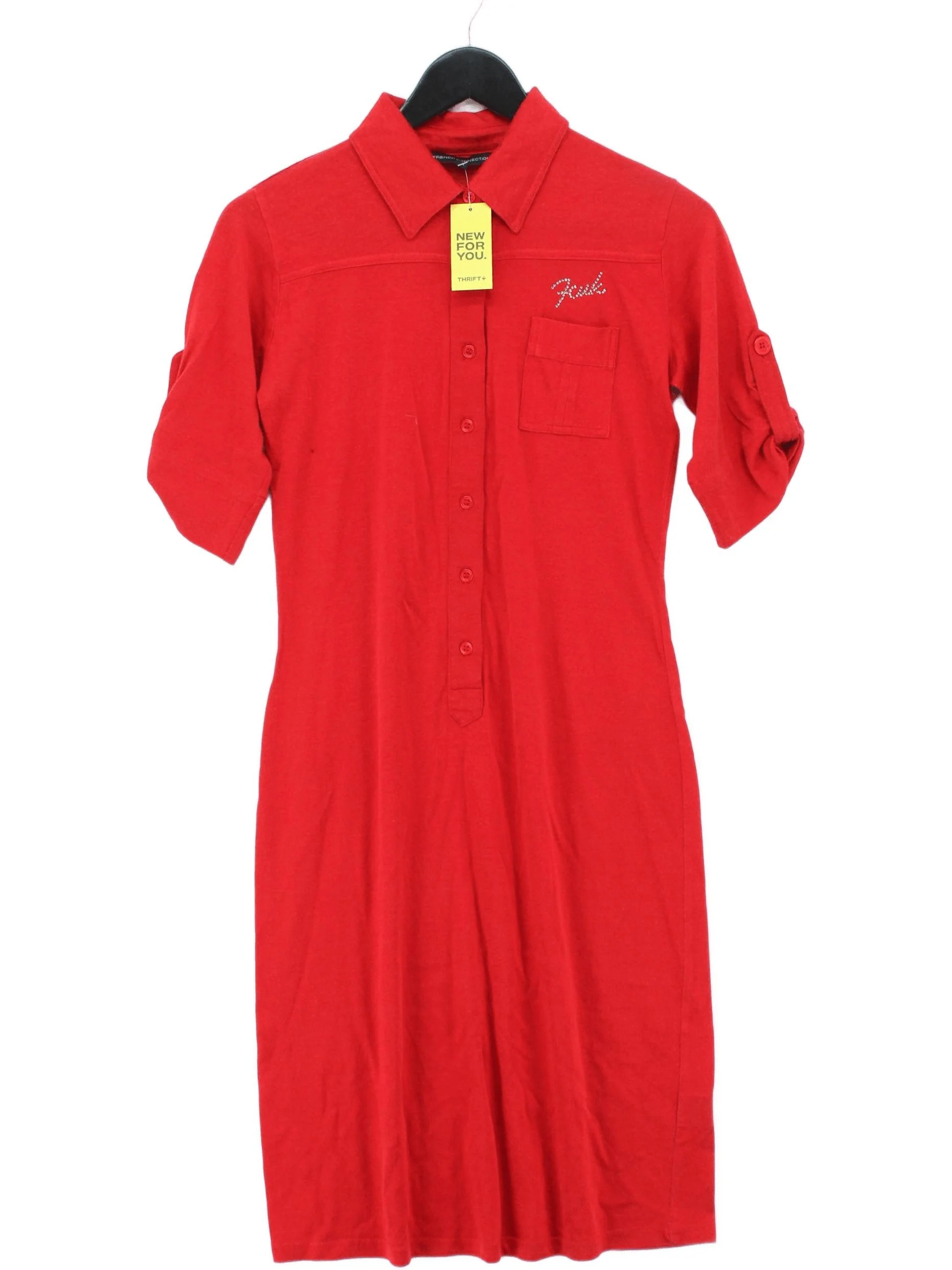 French Connection Shirt Mini Dress UK12 in Red