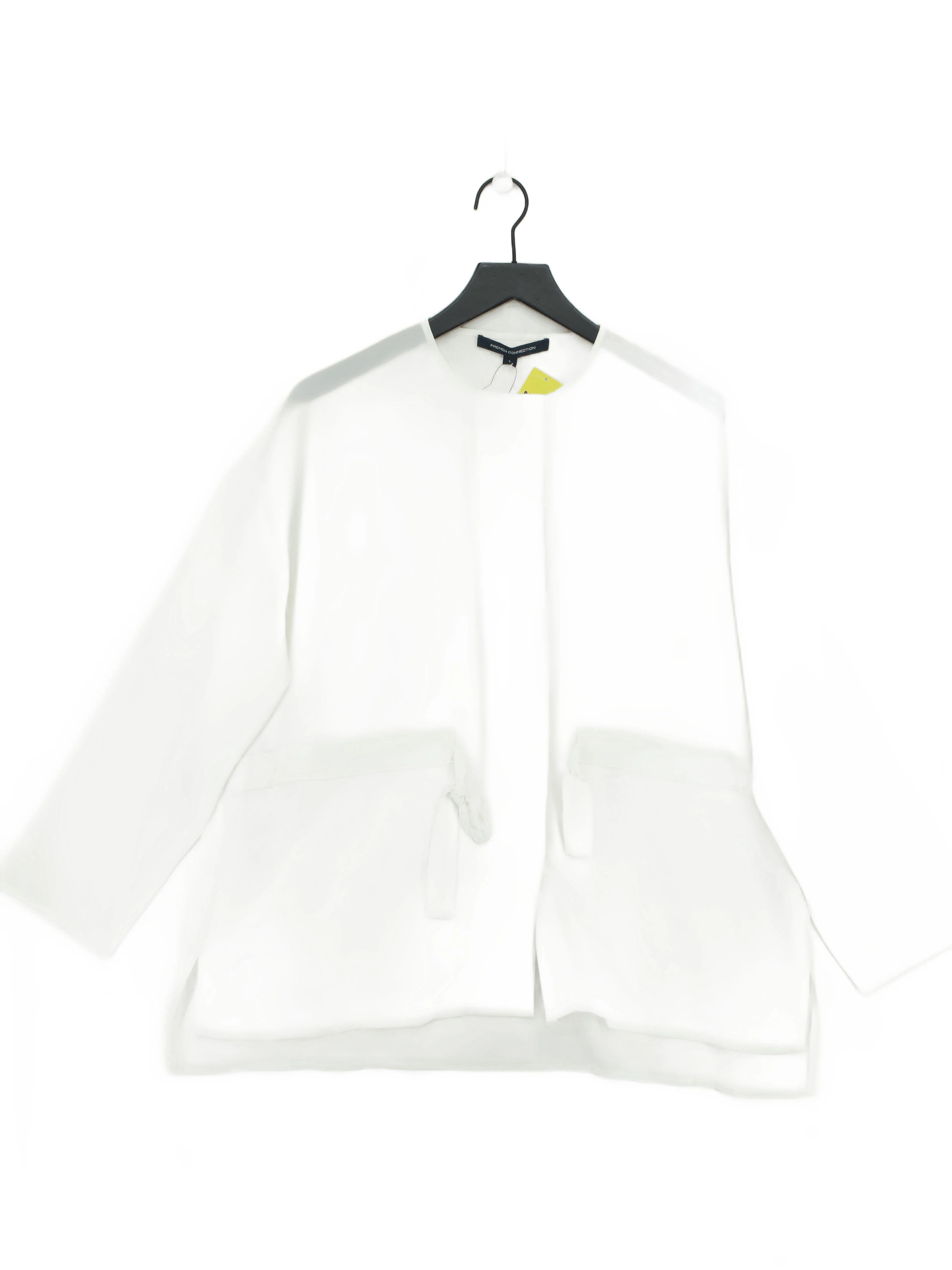 French Connection Women's Blouse L White 100% Polyester Basic