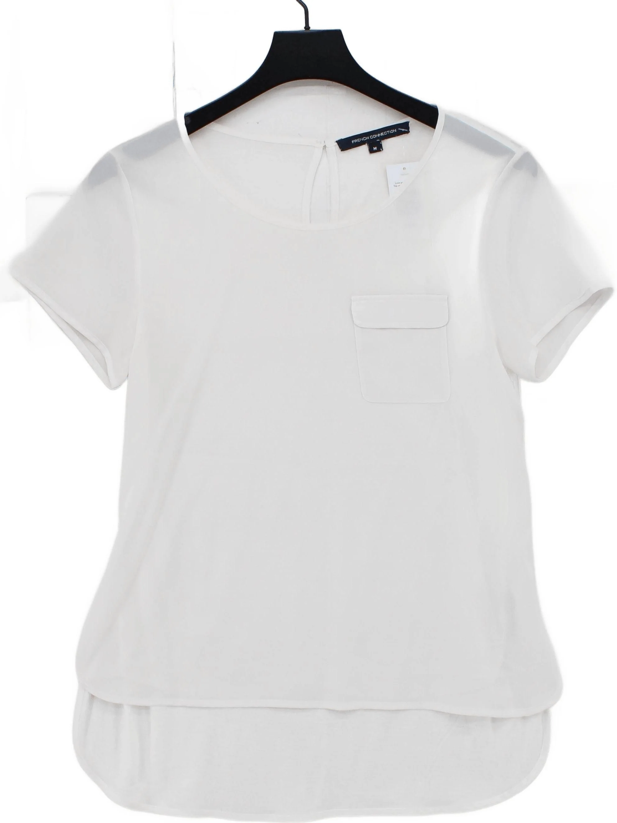 French Connection Women's Blouse M White Polyester with Lyocell Modal Basic