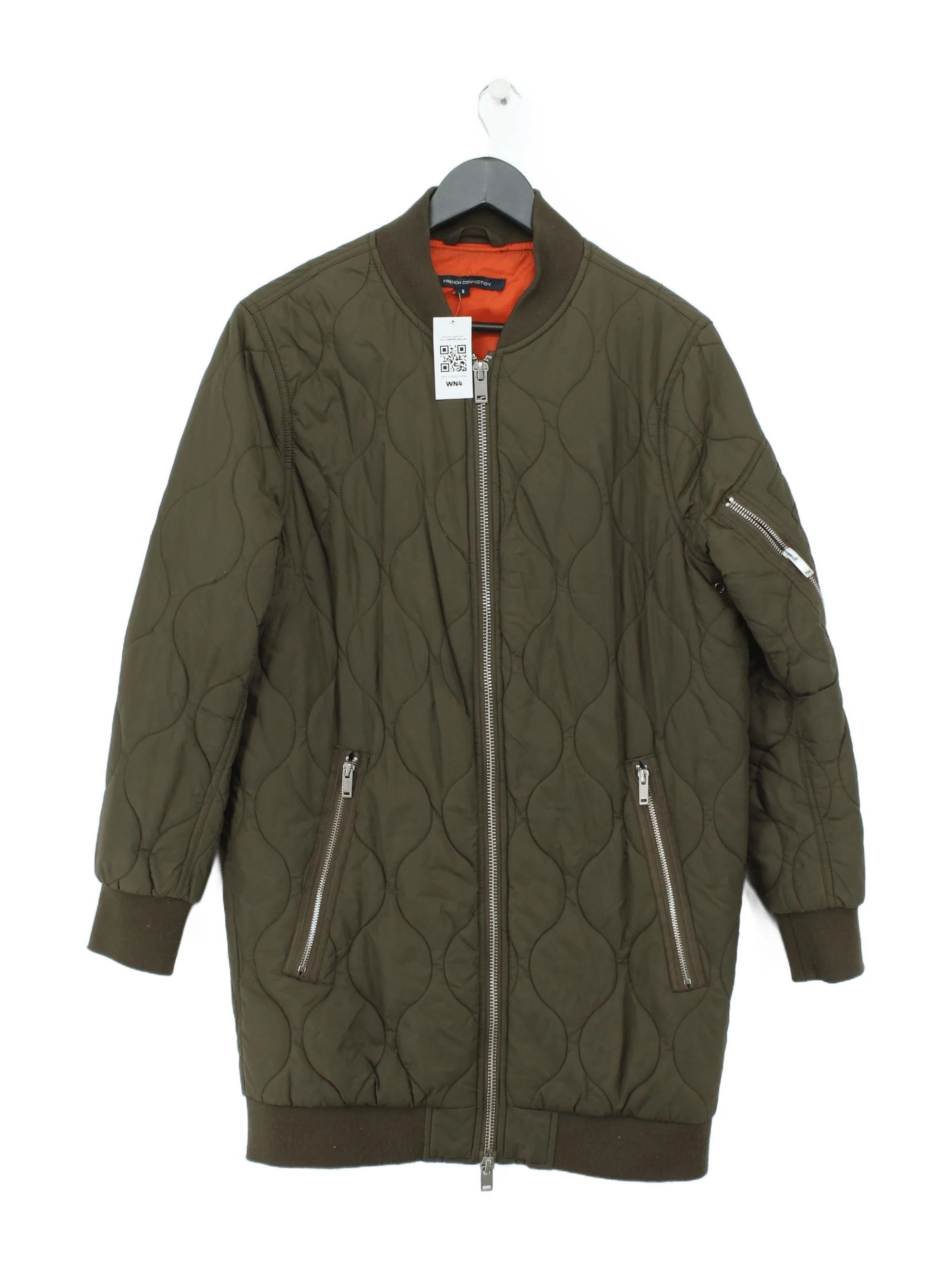 French Connection Women's Coat S Green Polyamide with Polyester Quilted