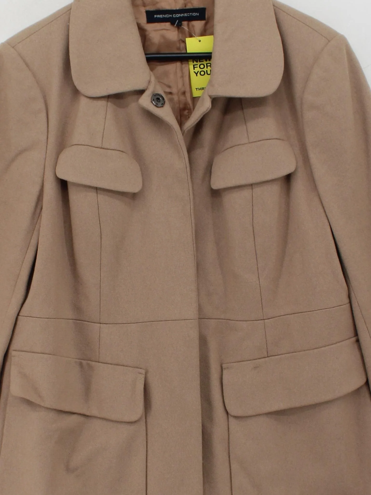 French Connection Women's Coat UK 16 Tan Wool with Polyamide, Acetate Overcoat - Image 3