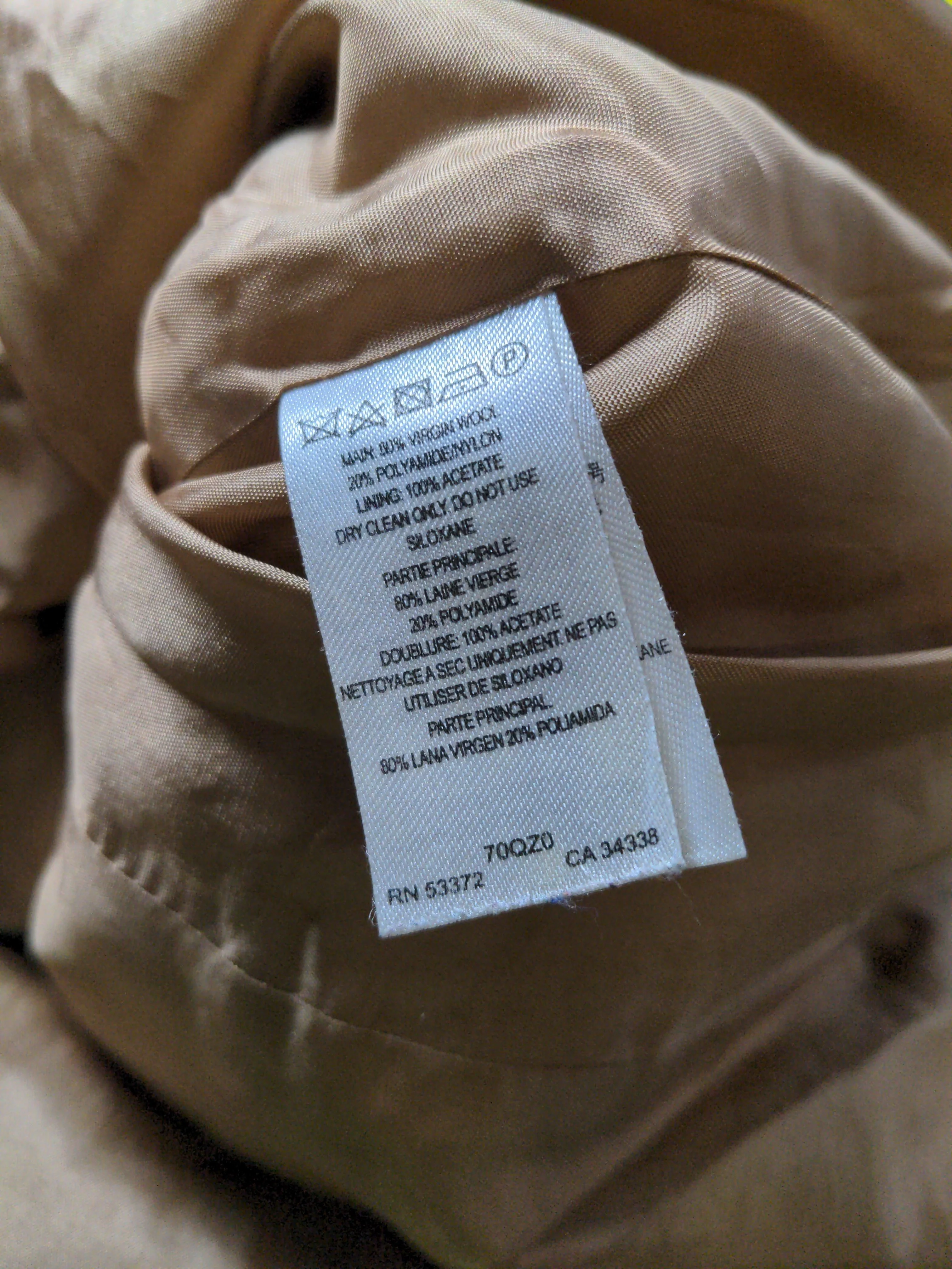 French Connection Women's Coat UK 16 Tan Wool with Polyamide, Acetate Overcoat - Image 7