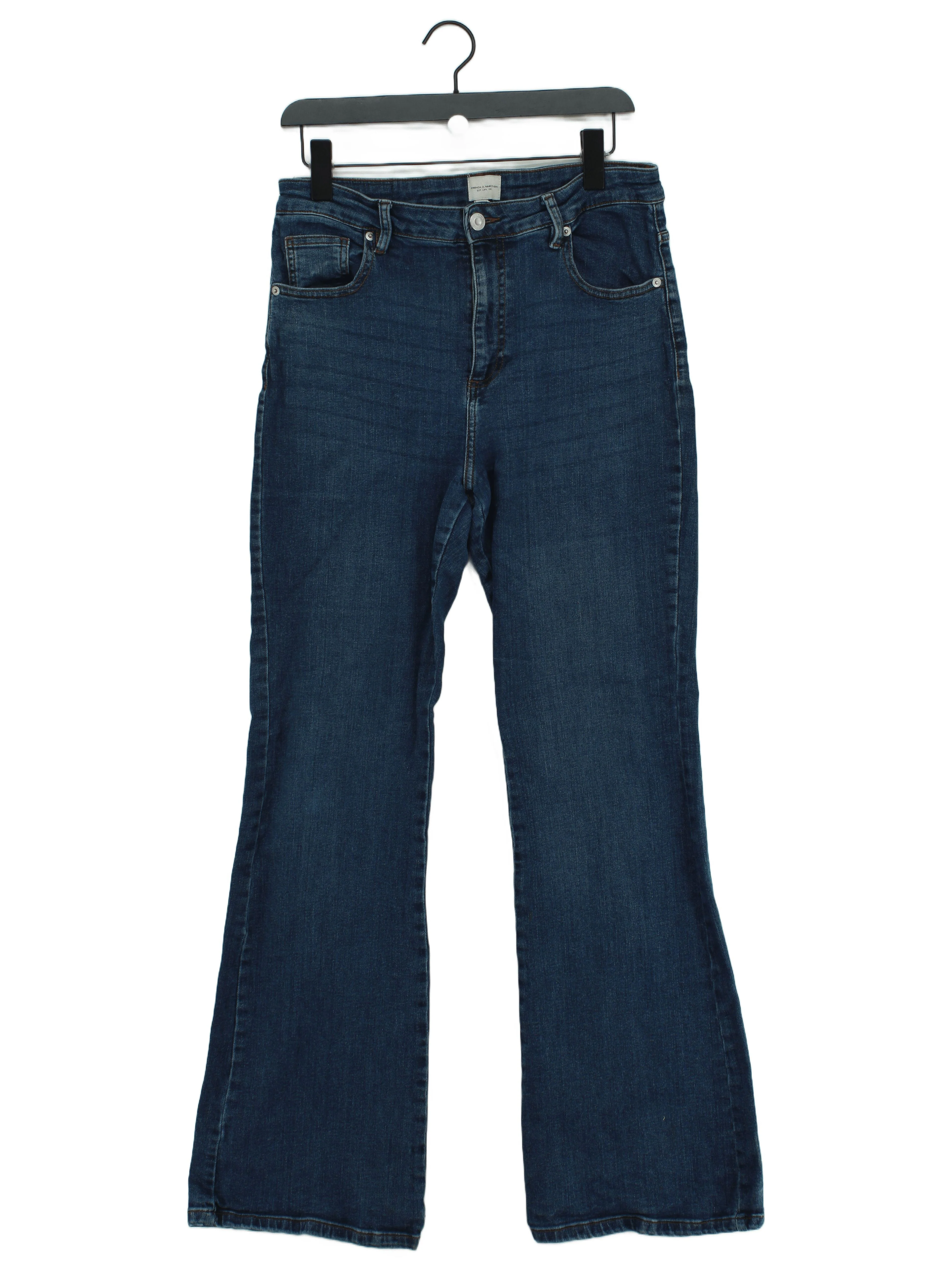 French Connection Women's Jeans UK 12 Blue Cotton with Elastane Flared