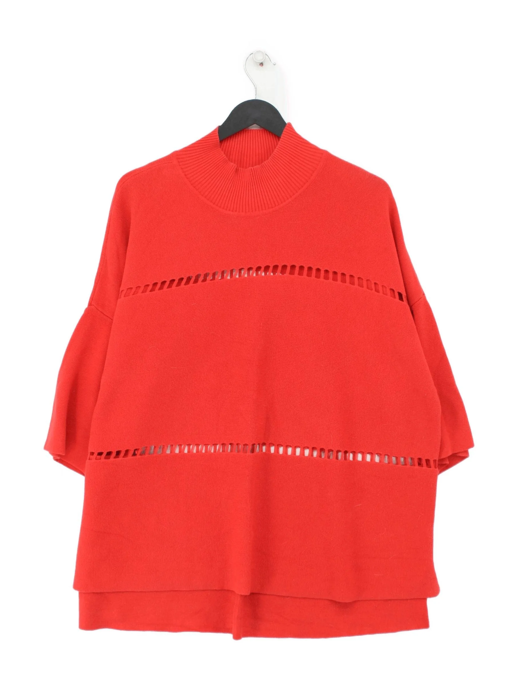 French Connection Women's Jumper L Red 100% Cotton Mock Neck Pullover