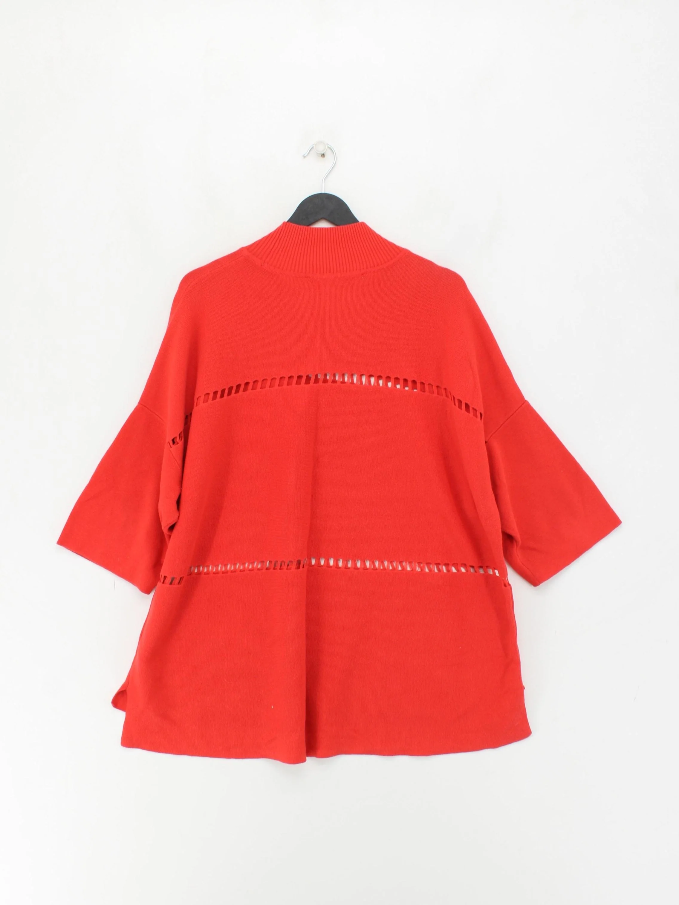 French Connection Women's Jumper L Red 100% Cotton Mock Neck Pullover - Image 2