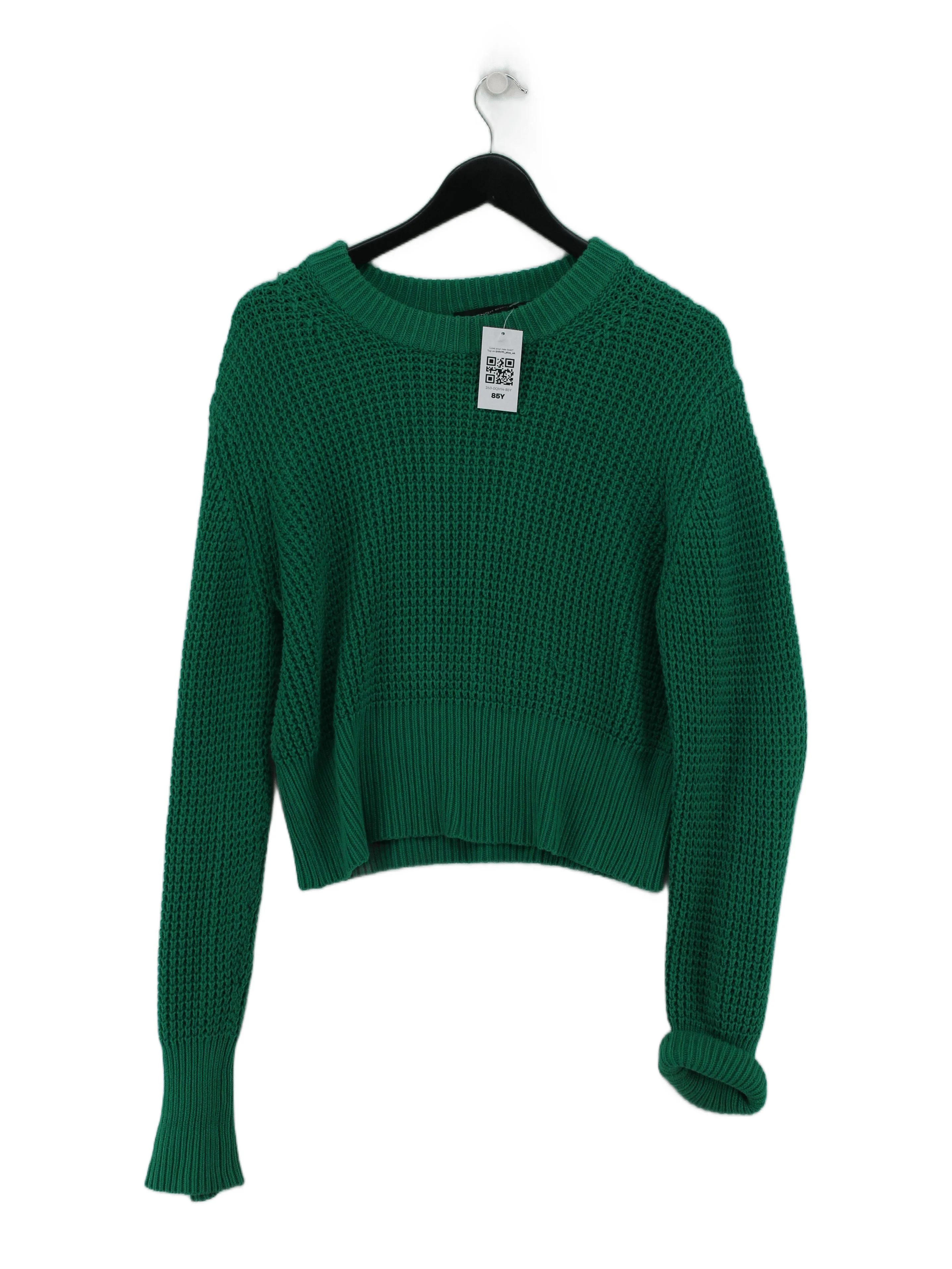 French Connection Women's Jumper M Green 100% Cotton Crew Neck Pullover