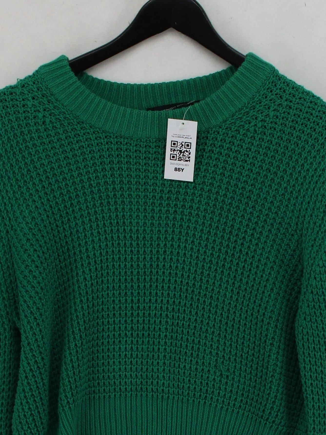 French Connection Women's Jumper M Green 100% Cotton Crew Neck Pullover - Image 3