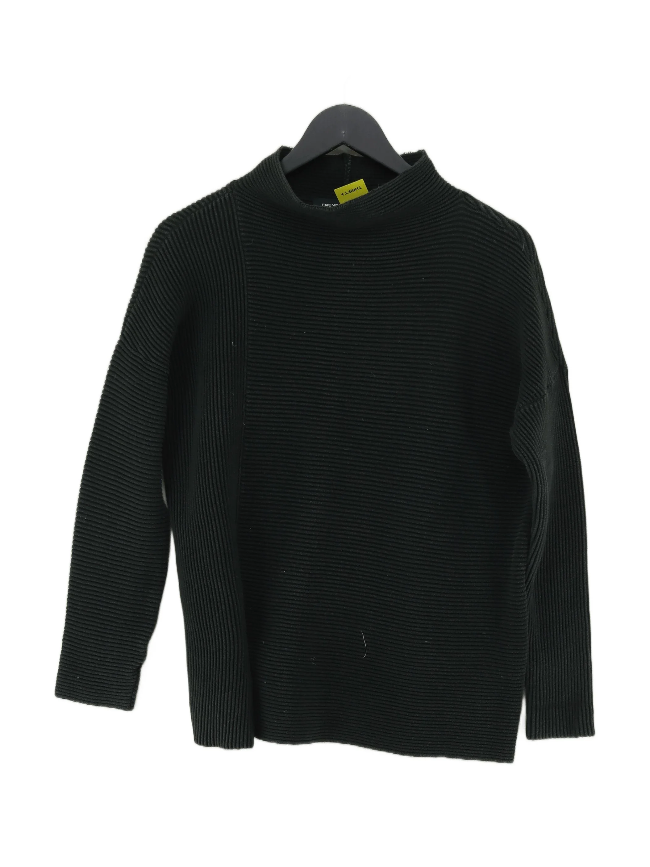 French Connection Women's Jumper S Green 100% Cotton High Neck Pullover