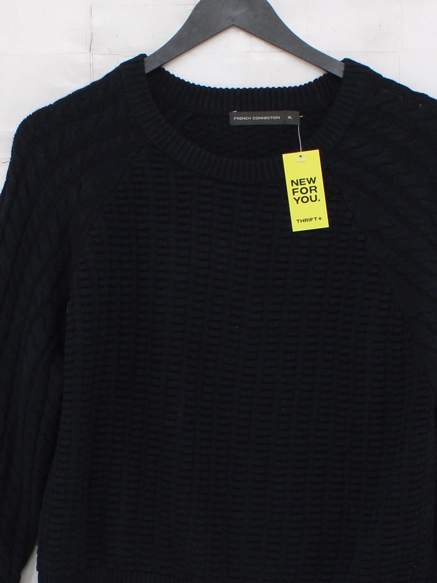 French Connection Women's Jumper XL Black 100% Cotton Crew Neck Pullover - Image 3