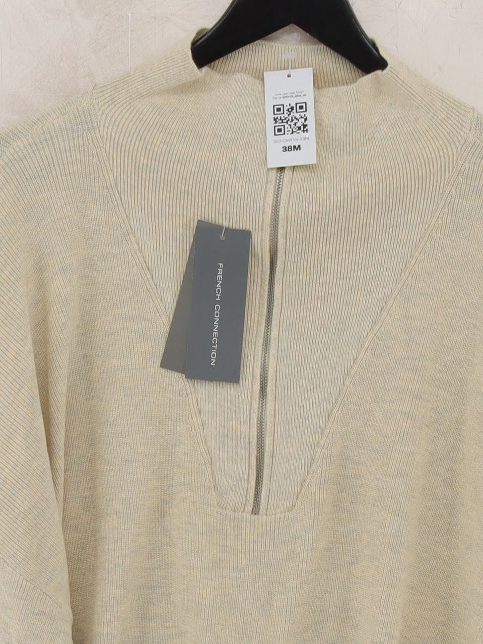 French Connection Women's Jumper XL Cream 100% Cotton Pullover New with tags - Image 3
