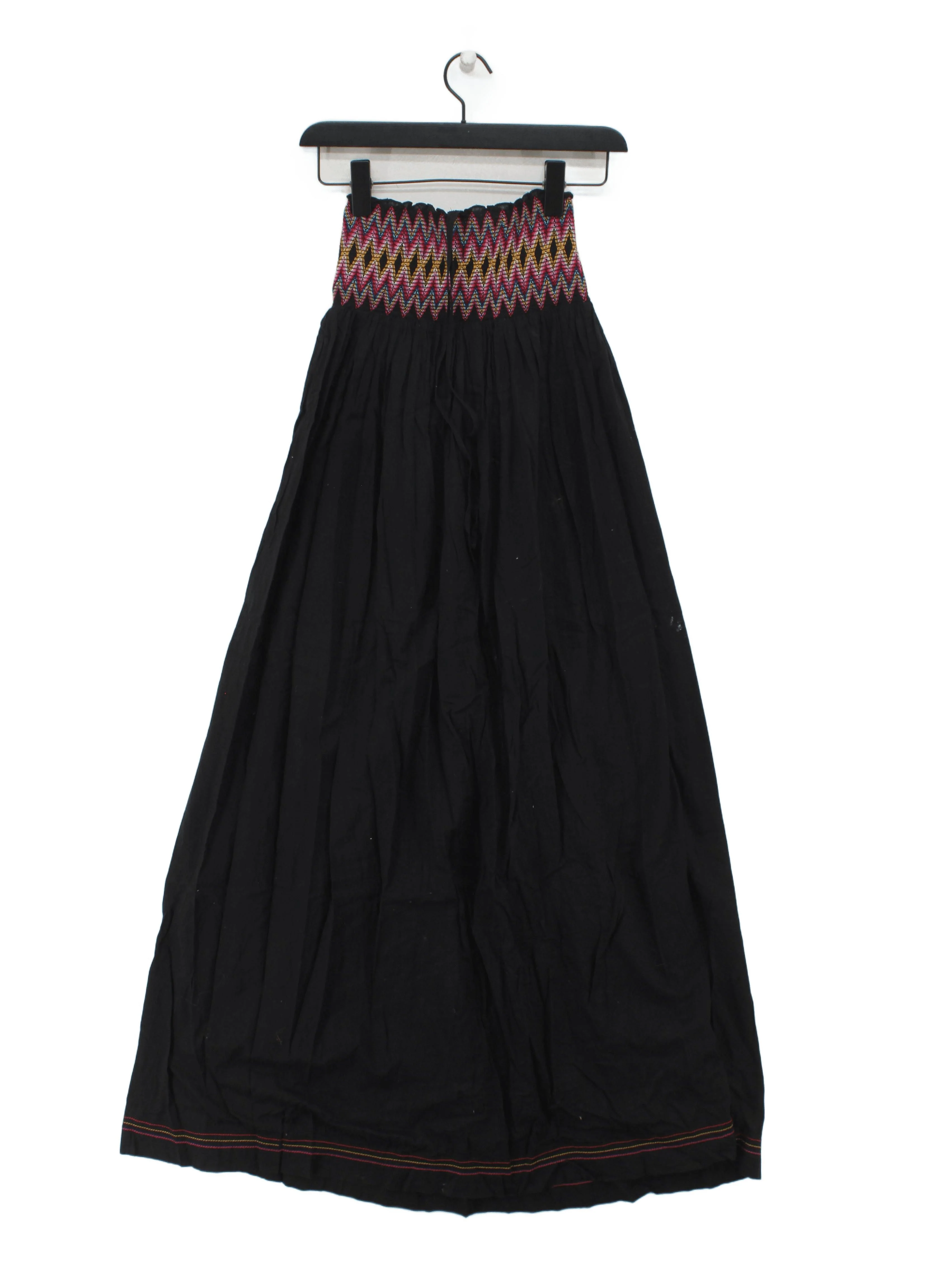 French Connection Women's Maxi Skirt XS Black Geometric 100% Cotton Long Maxi
