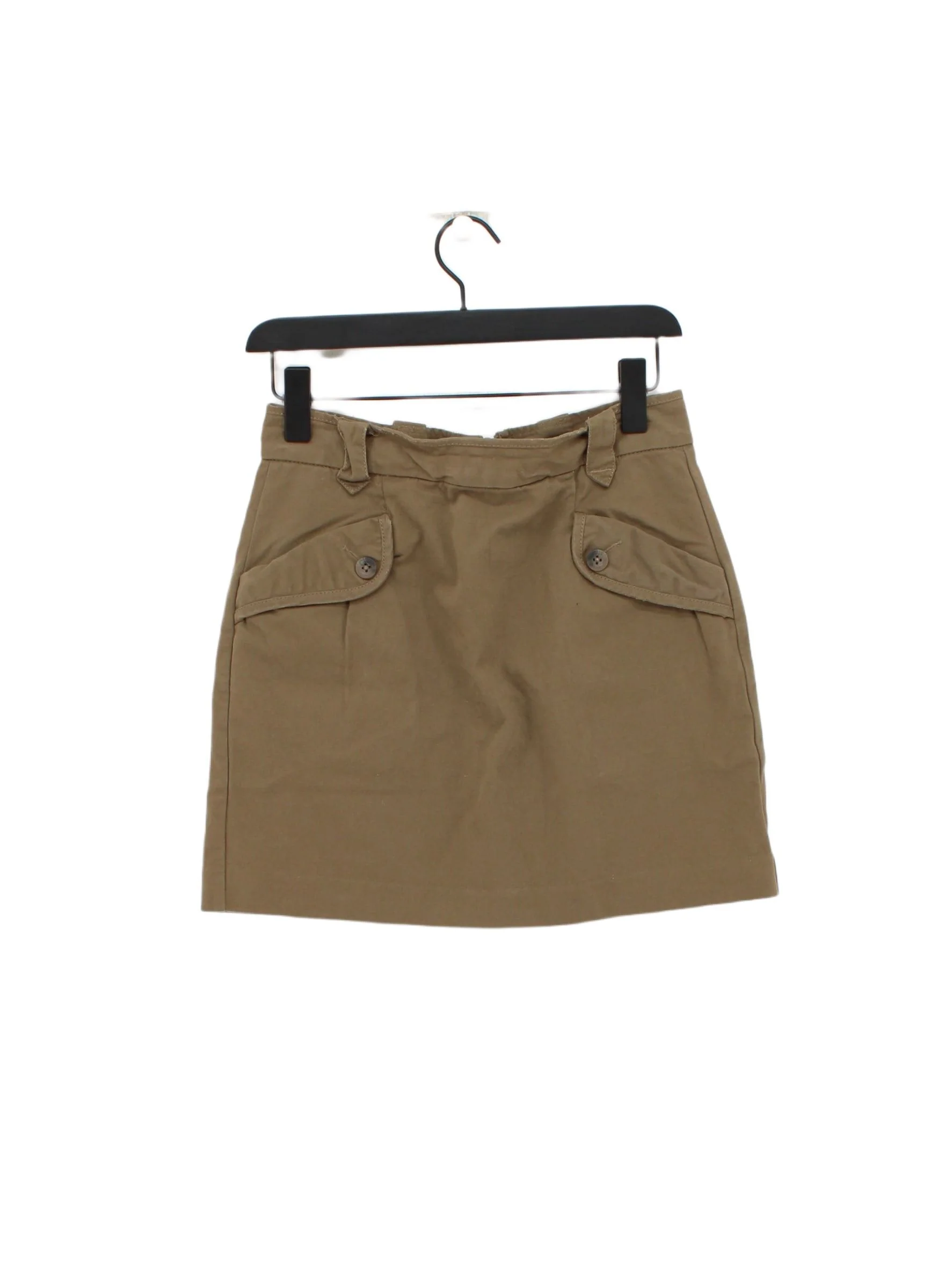 French Connection Women's Midi Skirt UK 10 Brown 100% Cotton Midi A-Line