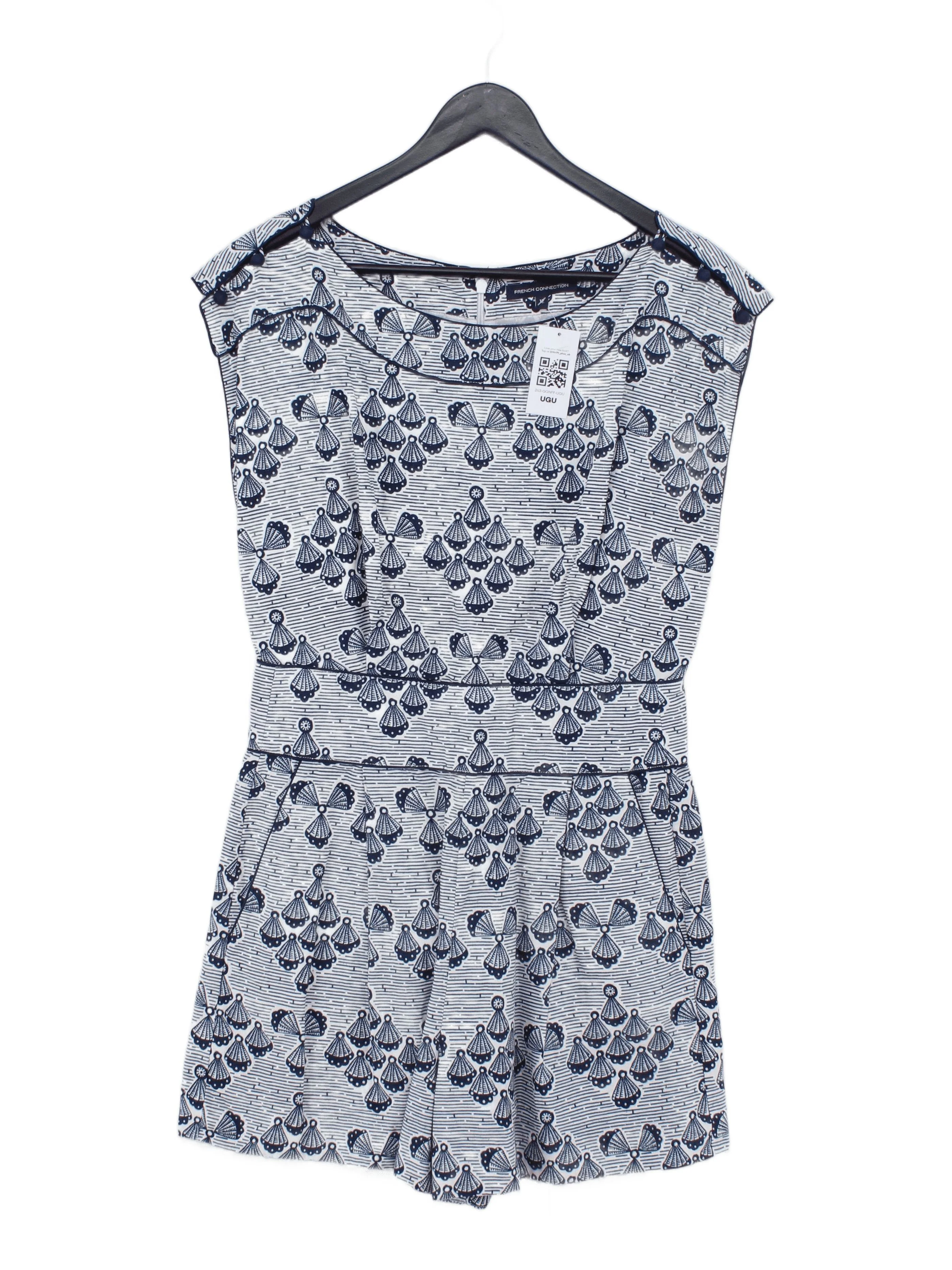 French Connection Women's Playsuit M Blue 100% Cotton Playsuit