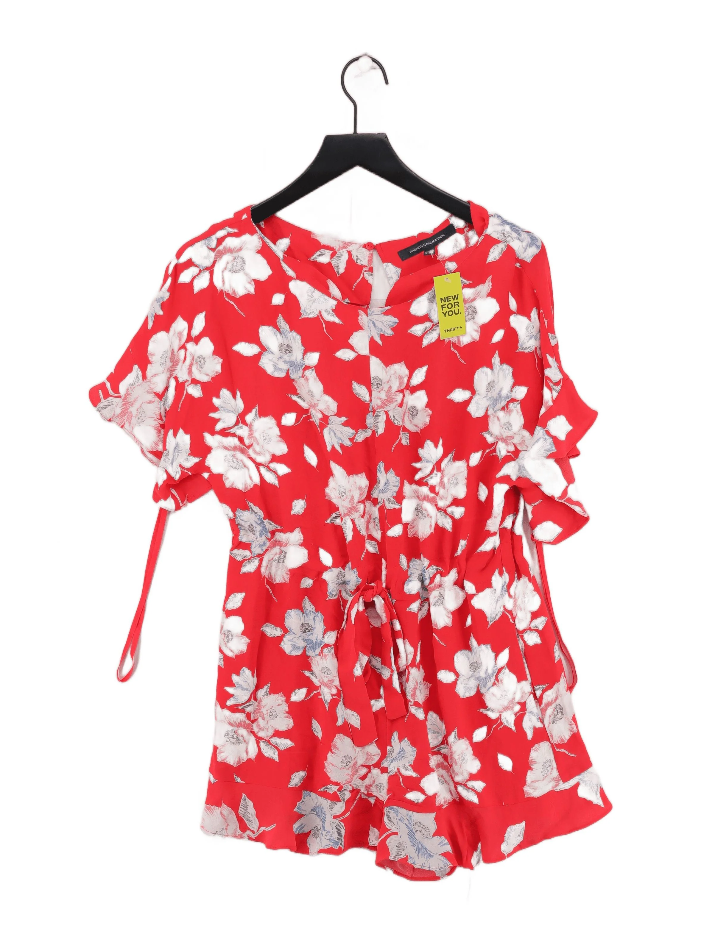 French Connection Women's Playsuit UK 10 Red Floral 100% Viscose Playsuit