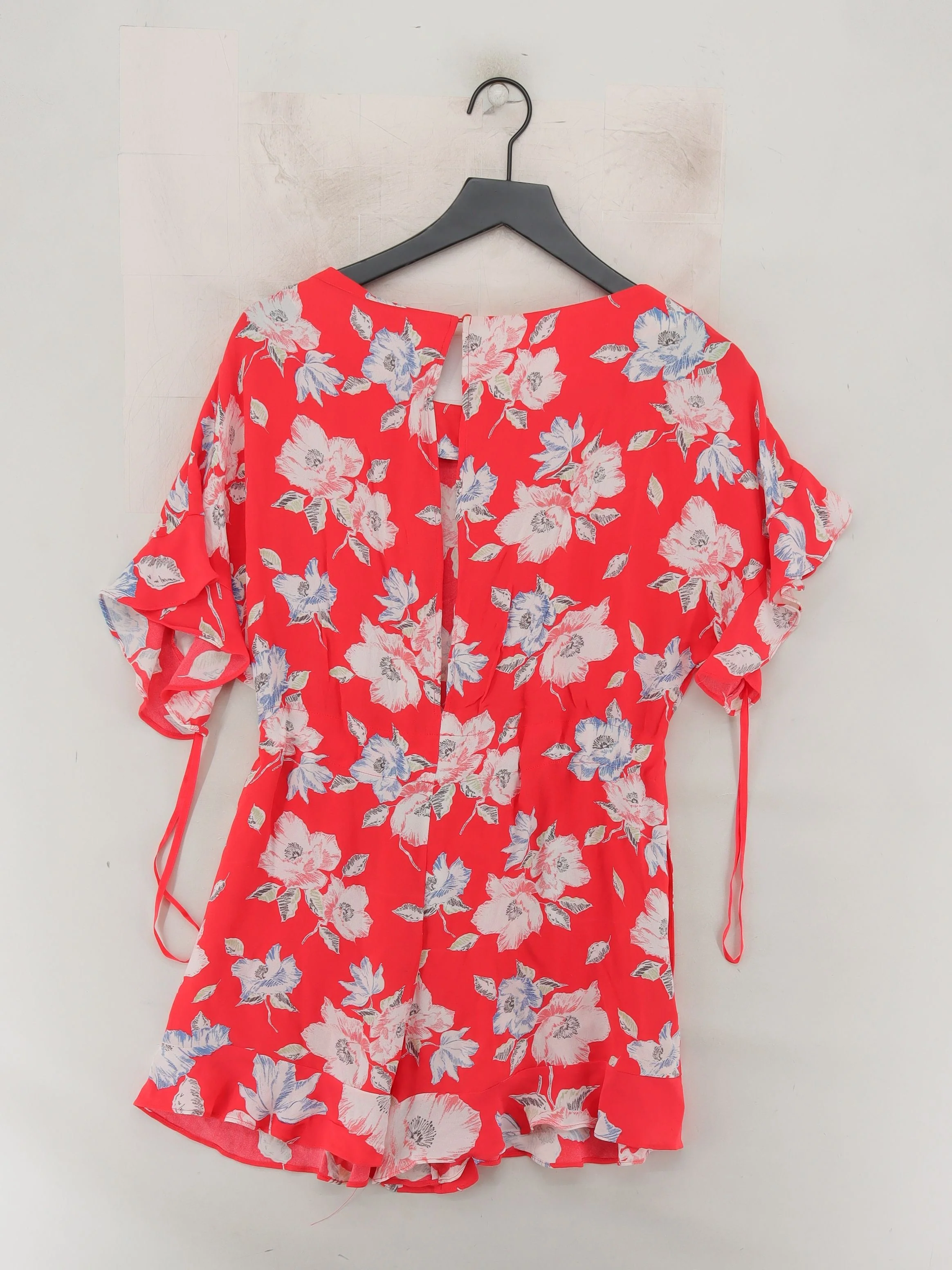 French Connection Women's Playsuit UK 10 Red Floral 100% Viscose Playsuit - Image 2