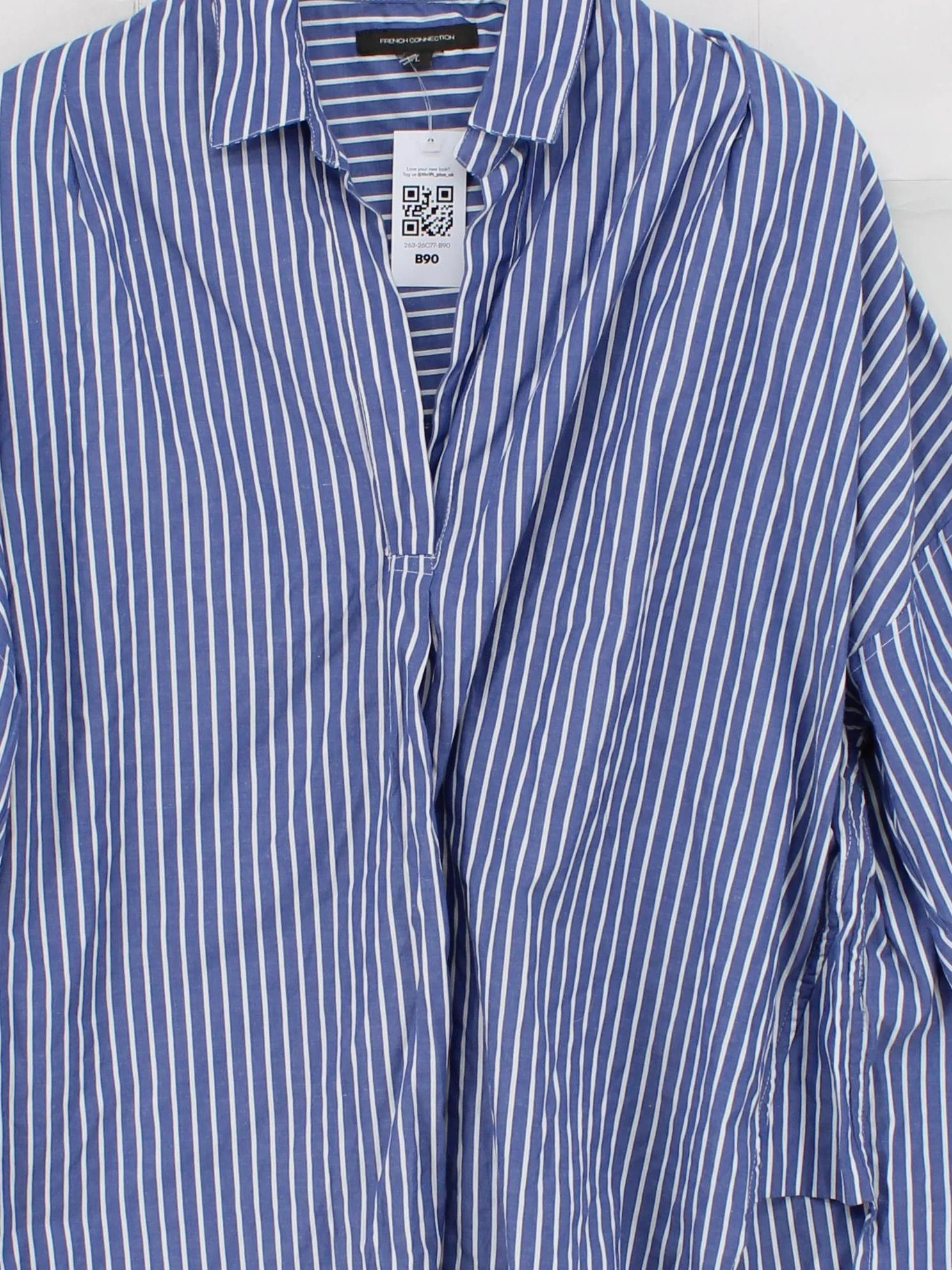 French Connection Women's Shirt L Blue Polyester with Cotton Basic - Image 3