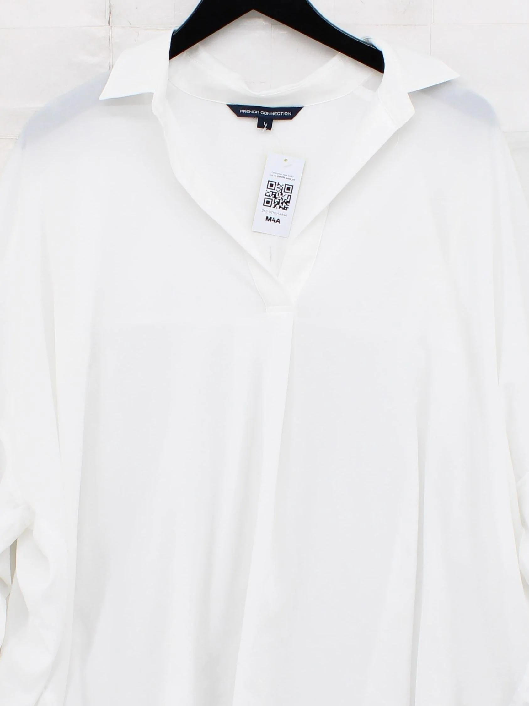 French Connection Women's Shirt L White 100% Polyester Basic - Image 3