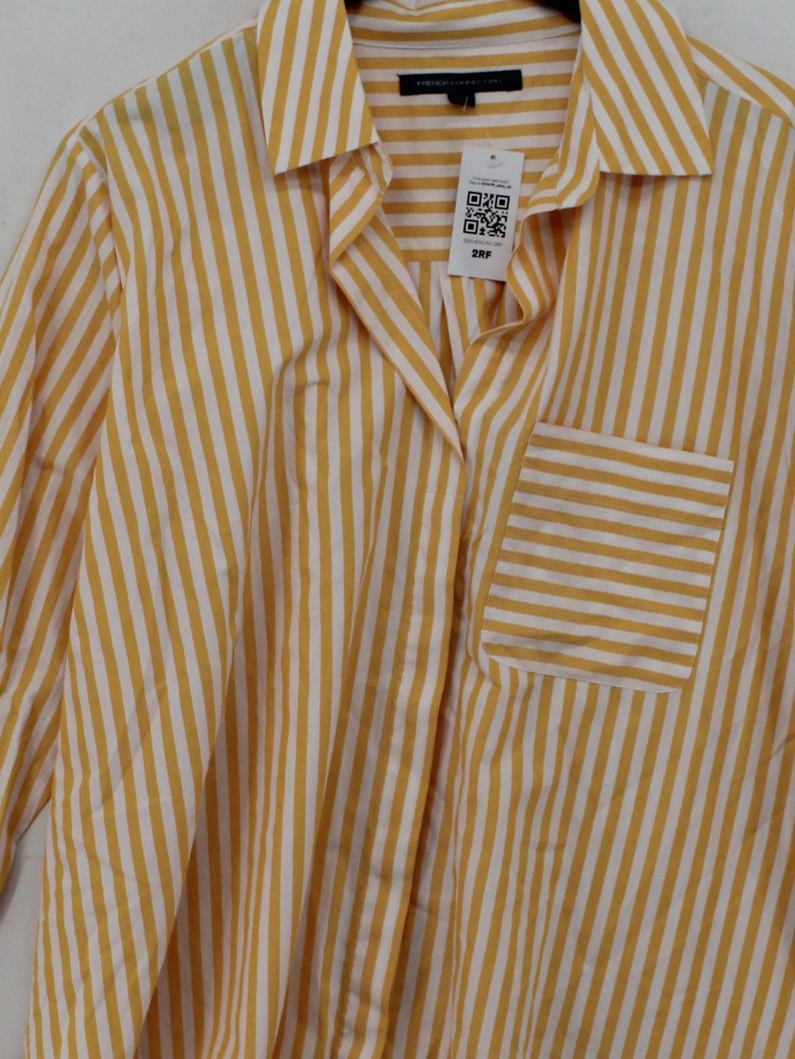 French Connection Women's Shirt L Yellow Polyester with Cotton Basic - Image 3