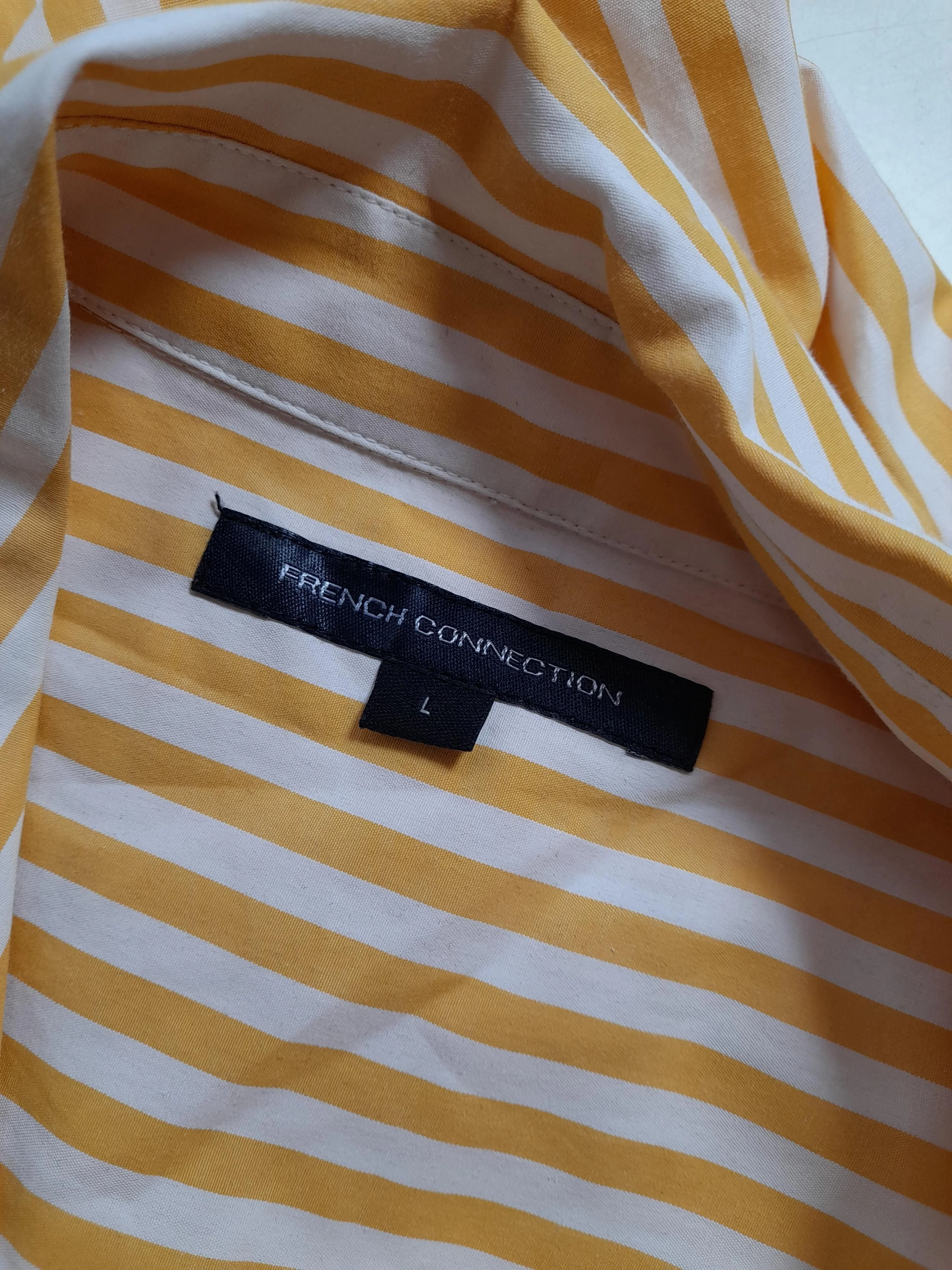 French Connection Women's Shirt L Yellow Polyester with Cotton Basic - Image 5