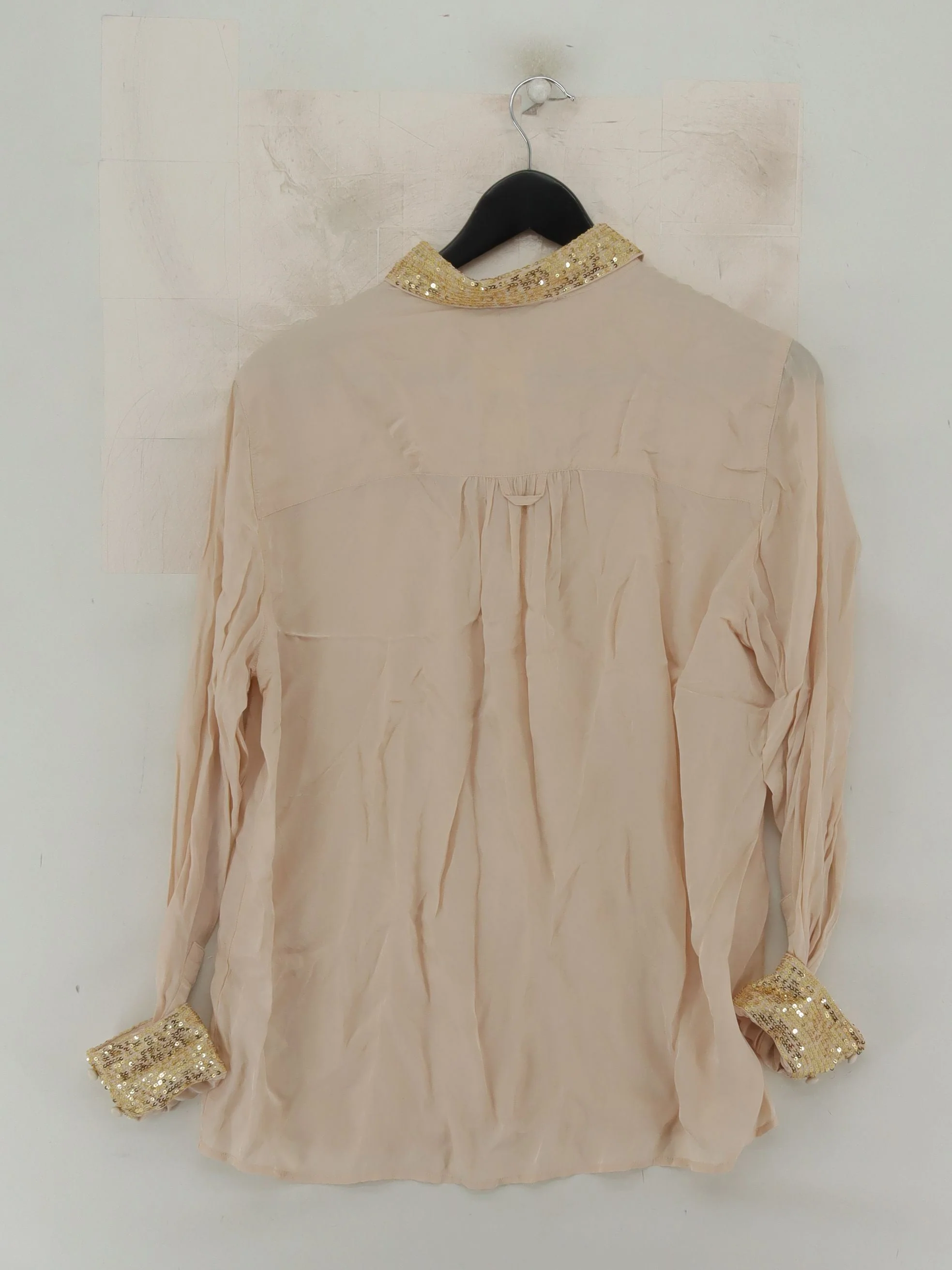 French Connection Women's Shirt M Cream 100% Viscose Long Sleeve Collared Basic - Image 2